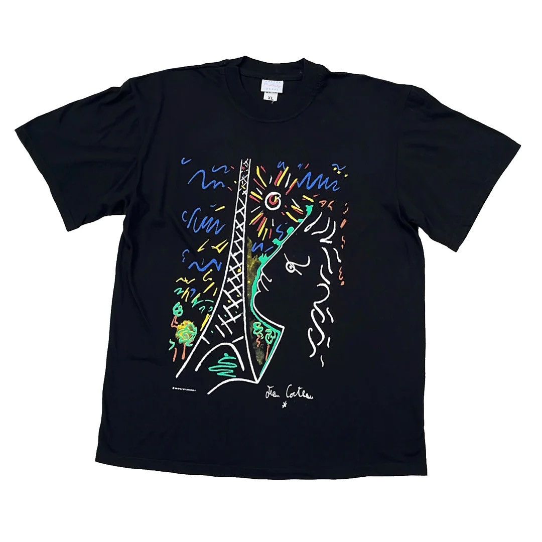 image of Jean Cocteau 1994 90's Vintage Art Museum Flammarion T-Shirt in Black, Men's (Size XL)