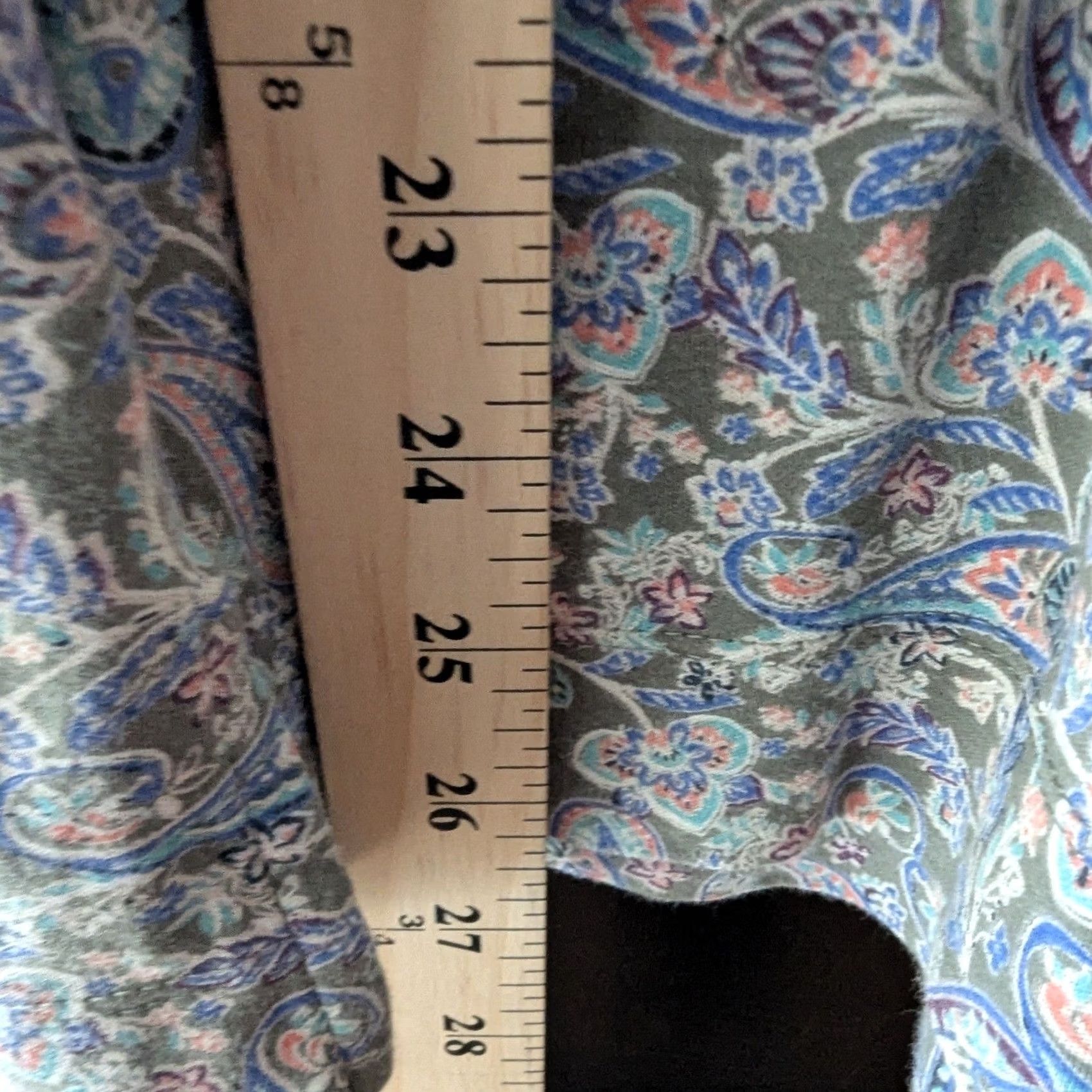 J. Jill J. Jill Simply Supima Cotton Paisley V-Neck Tunic Olive Green M Long Sleeve Womens Slit Casual Knit 100% Cotton Size M / US 6-8 / IT 42-44 - 6 Thumbnail