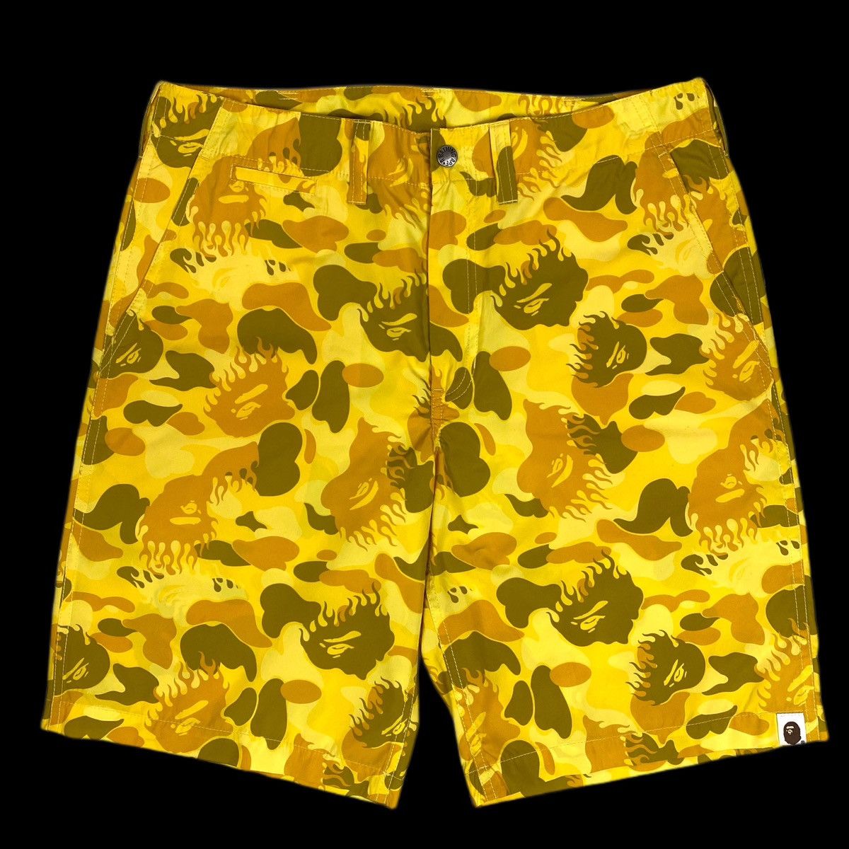 Bape bape fire camo swim shorts trunks yellow 2009 rare nigo med Size US 31 - 2 Thumbnail