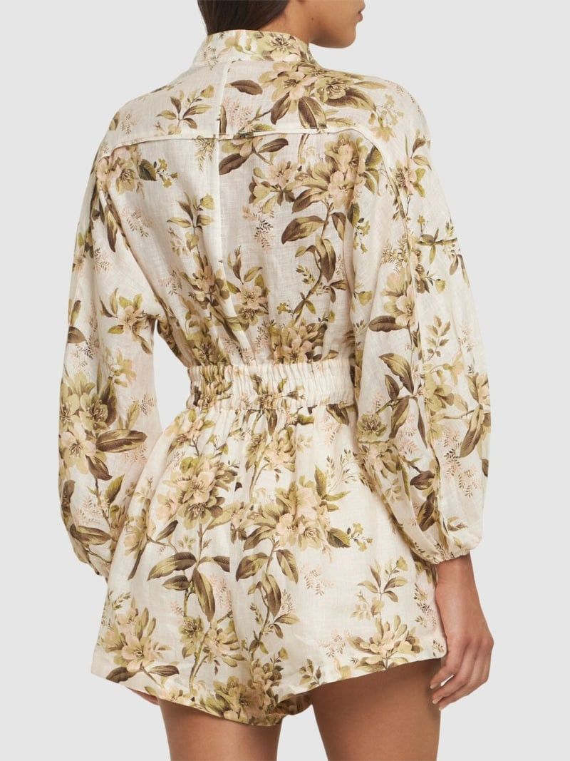 Zimmermann oc11z0525 Printed Linen Belted Mini Dresses in Multicolor Size S / US 4 / IT 40 - 4 Thumbnail