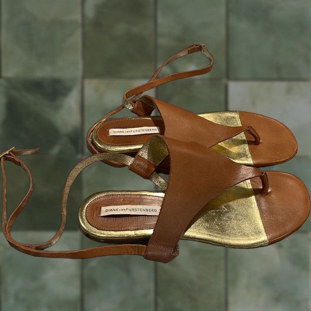 Diane von Furstenberg Diane von Furstenberg MITZI Sandal Women 7 Brown Strappy Leather Shoes Size US 7 / IT 37 - 1 Thumbnail