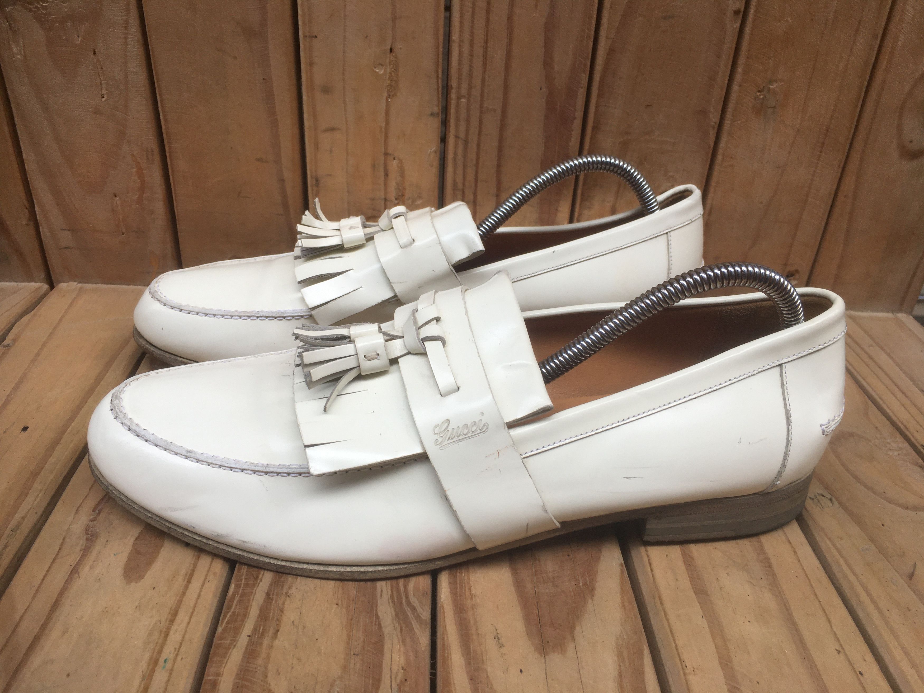 Gucci Gucci 216146 Cream Men's leather Loafers USA 7.5 EUR 41 Size US 7.5 / EU 40-41 - 15 Thumbnail
