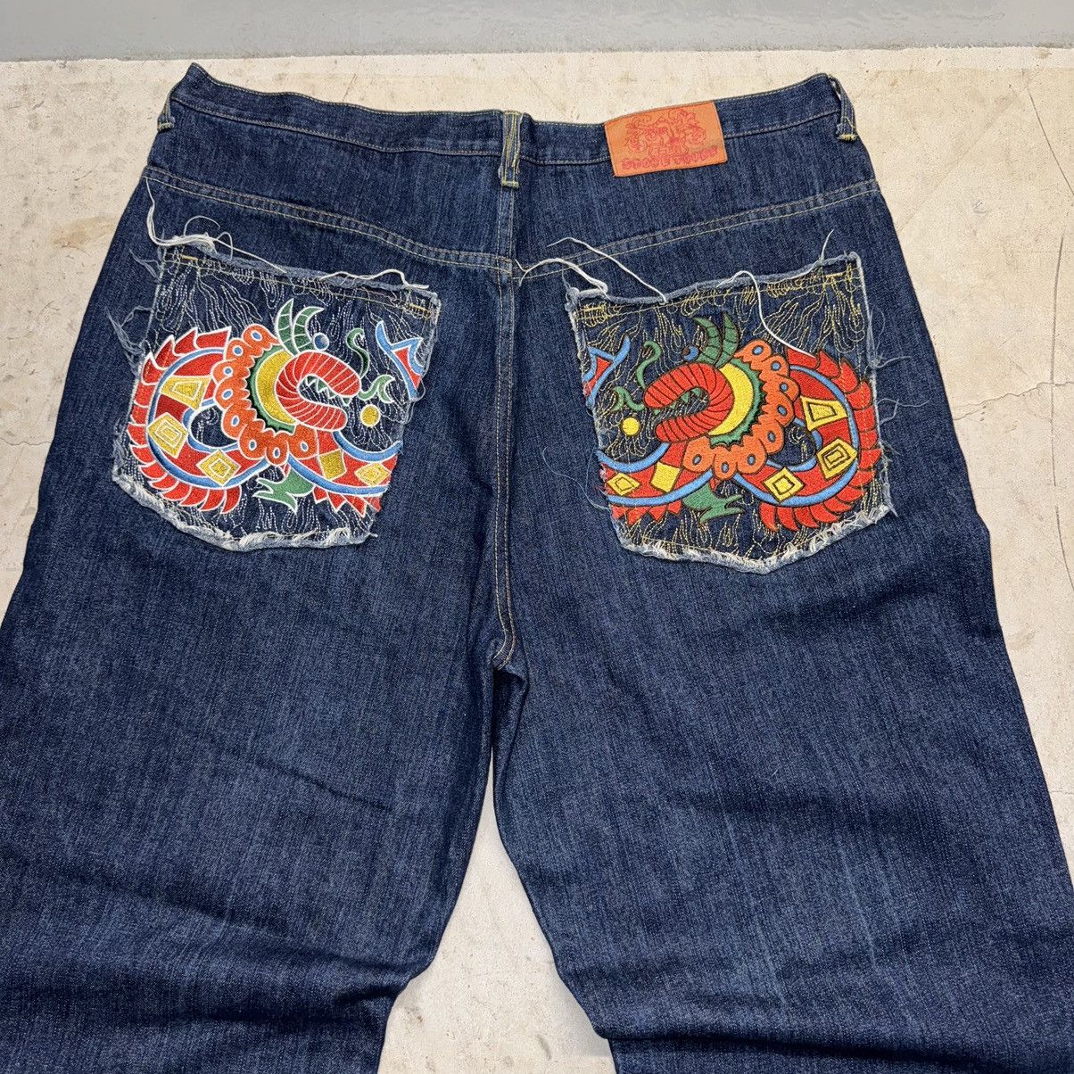 Vintage Crazy Y2k Evisu Style Baggy Jeans Dragon Embroidered Denim