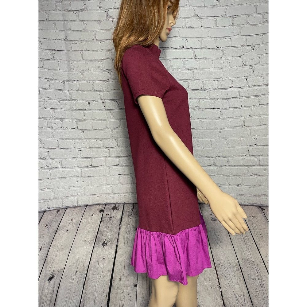 Staud NWT New $235 Staud Diam Colorblock High-Neck Ruffle Dress S Size XS / US 0-2 / IT 36-38 - 3 Thumbnail