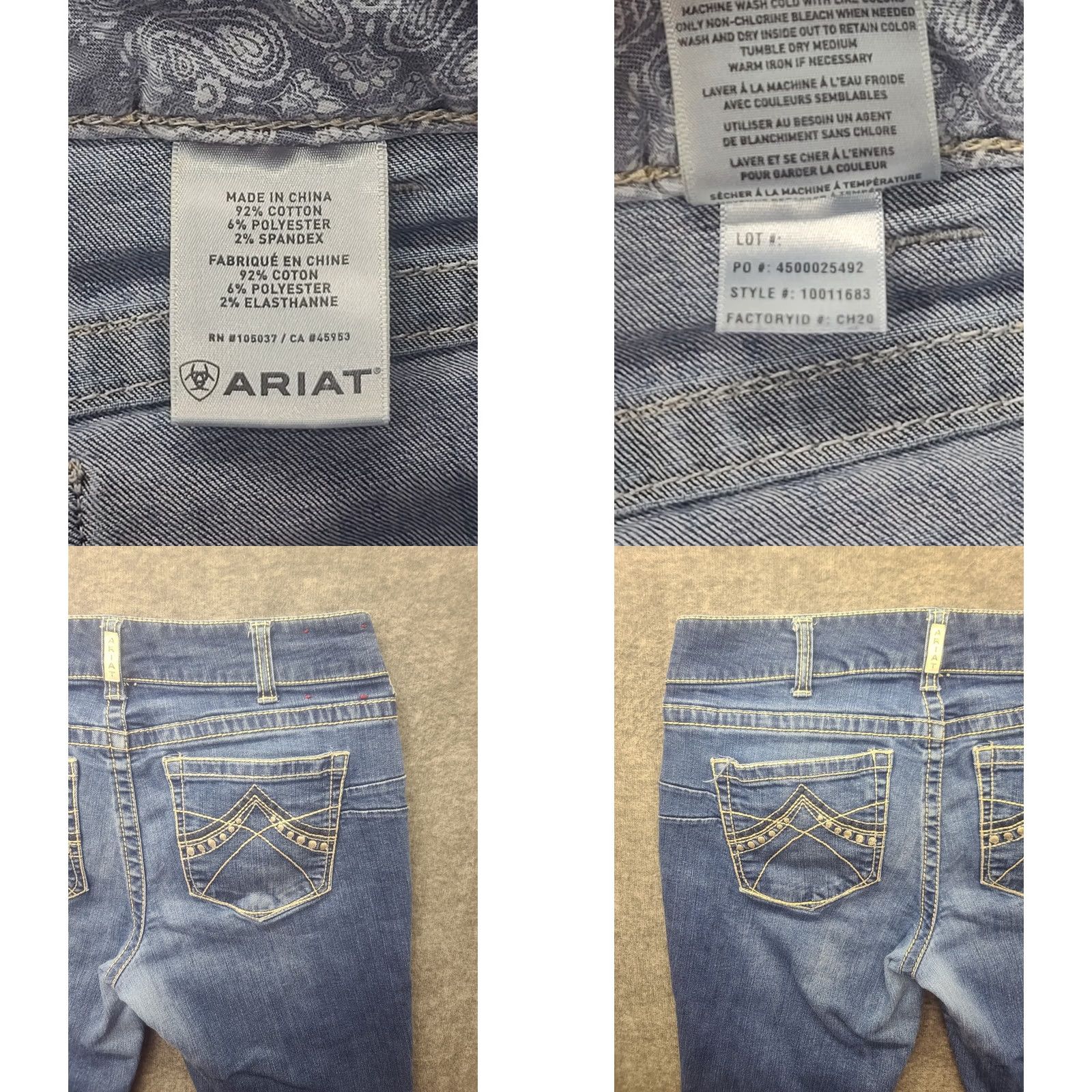 Ariat Ariat REAL Denim Jeans Womens 32x32 Regular Bootcut Stretch Distressed Blue Cotton Denim 5-Pocket Design Cowboy Horse Rodeo Cowgirl - Mens/Womens Size 24" / US 00 / IT 34 - 8 Thumbnail