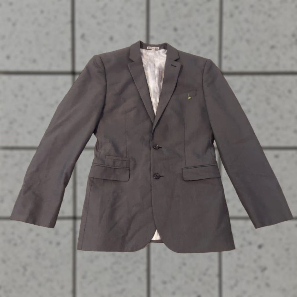 Express Mens Express Blazer Jacket 38R Slim Navy Cotton Blue Solid Notch Lapel Regular Single-Breasted 2 Button Office Formal Coat/ jacket Size 38R - 1 Thumbnail
