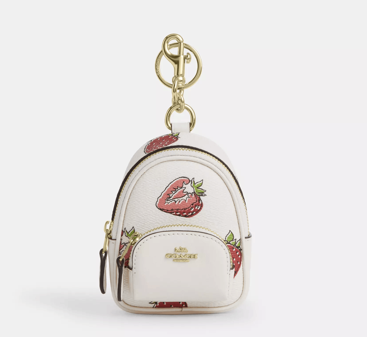 Coach Mini Court Backpack Bag Charm With Strawberry Print CAO93 Size ONE SIZE - 4 Thumbnail