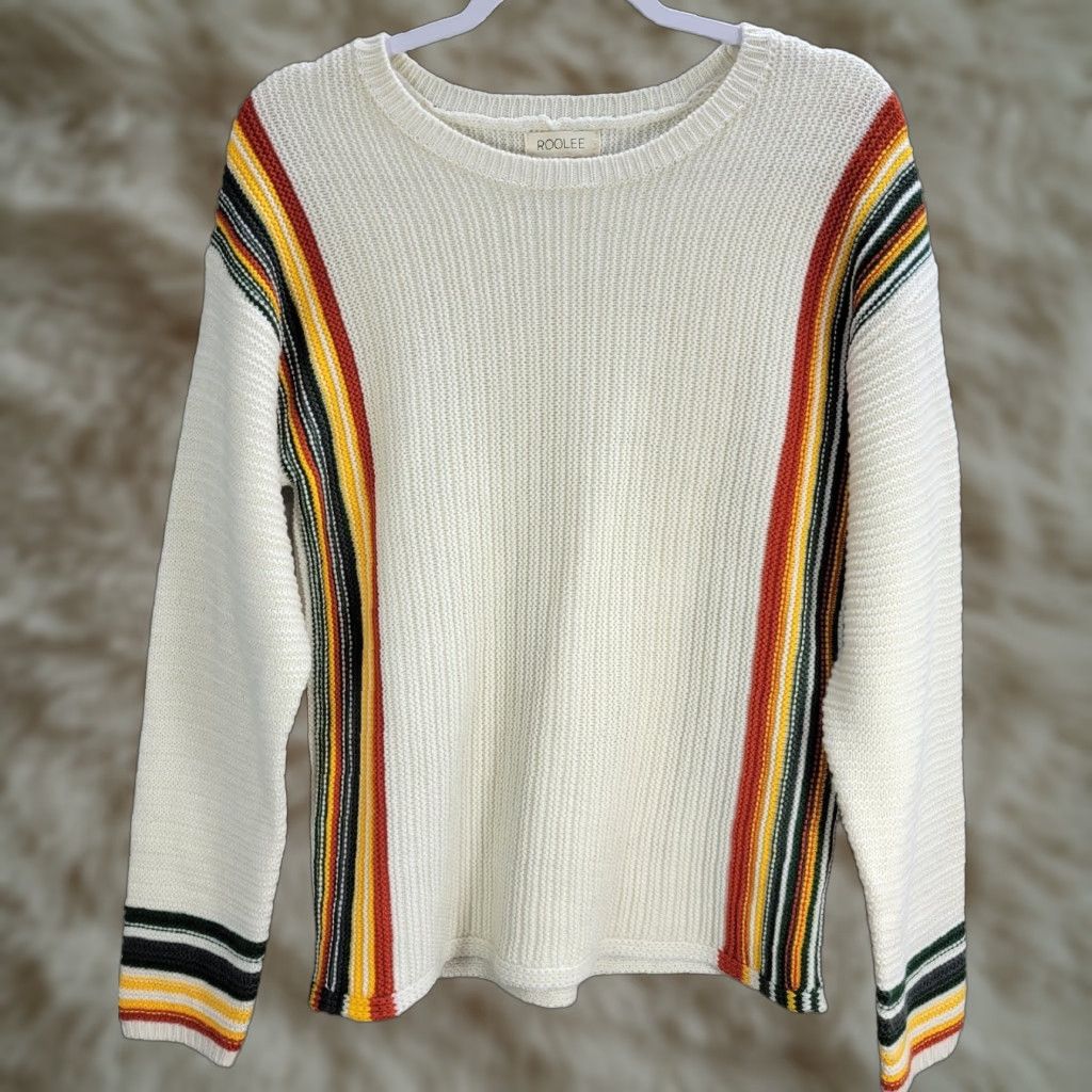 Rainbow ROOLEE Multicolor Rainbow Stripe Crew Neck Knit Sweater Pullover XS Womens Retro Size XS / US 0-2 / IT 36-38 - 1 Thumbnail