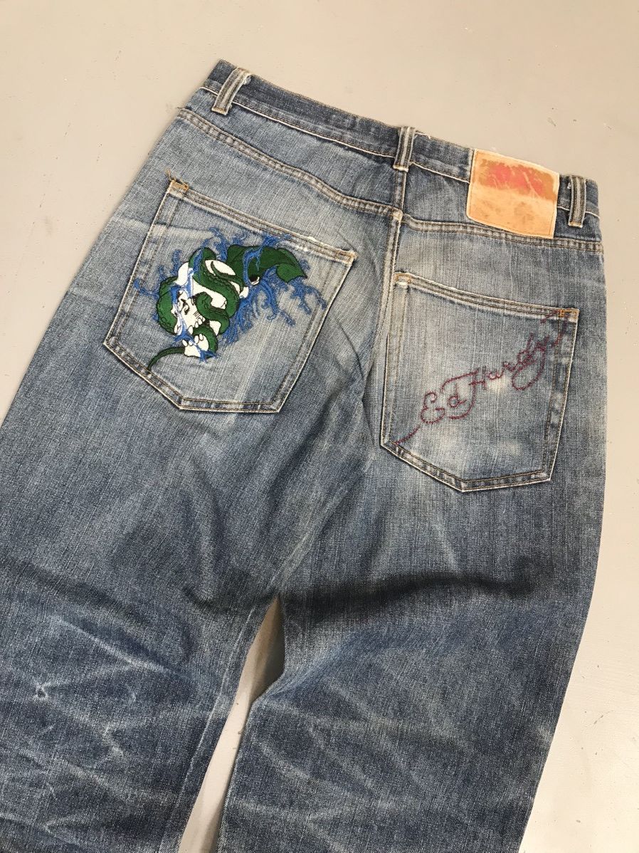 Ed Hardy × Vintage Vintage Ed hardy embroidered denim Size US 34 / EU 50 - 9 Thumbnail