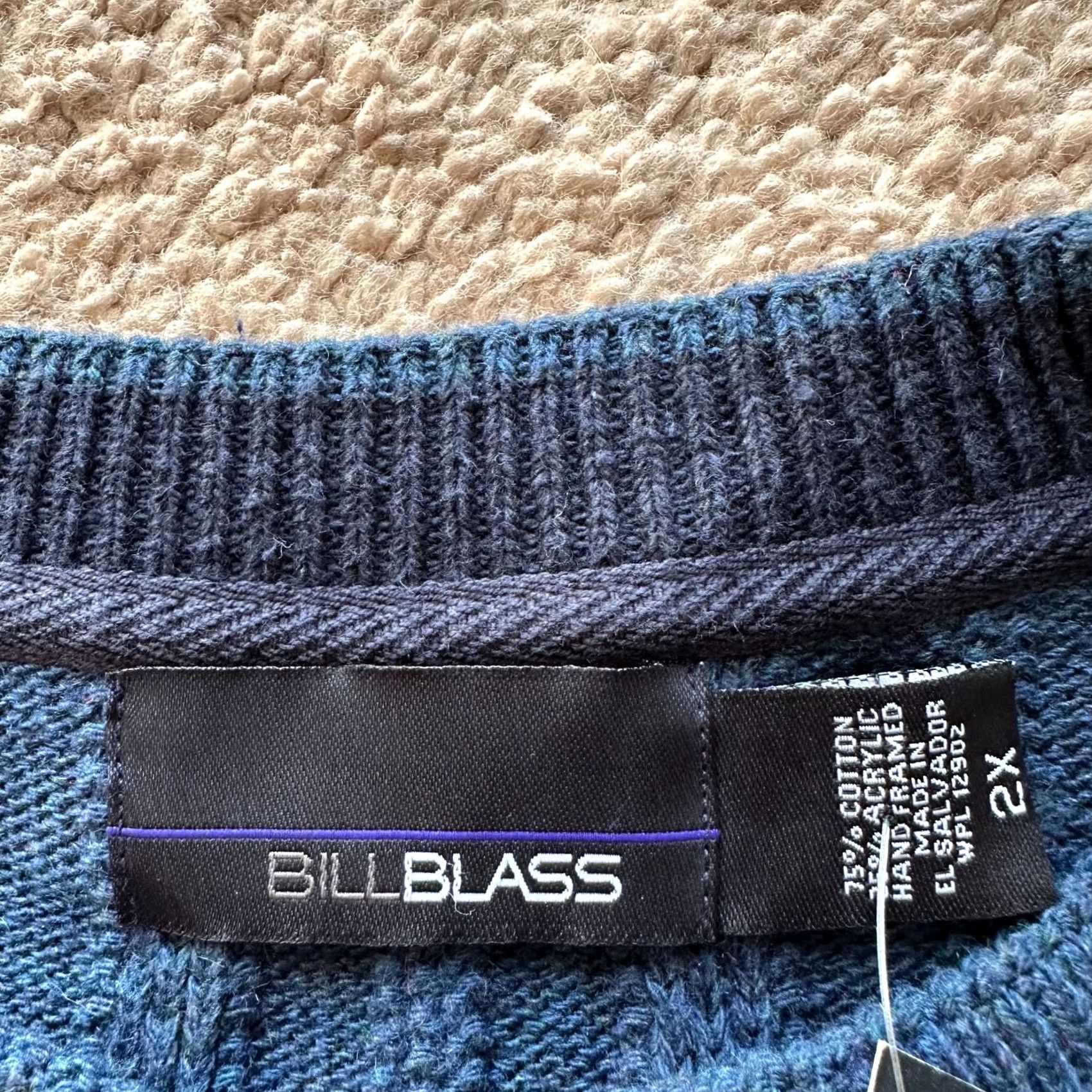 Bill Blass Bill Blass Sweater Womens 2X Henley Long Sleeve Ribbed Blue NWT Cotton Blend Size XXL / US 16-18 / IT 52-54 - 3 Thumbnail