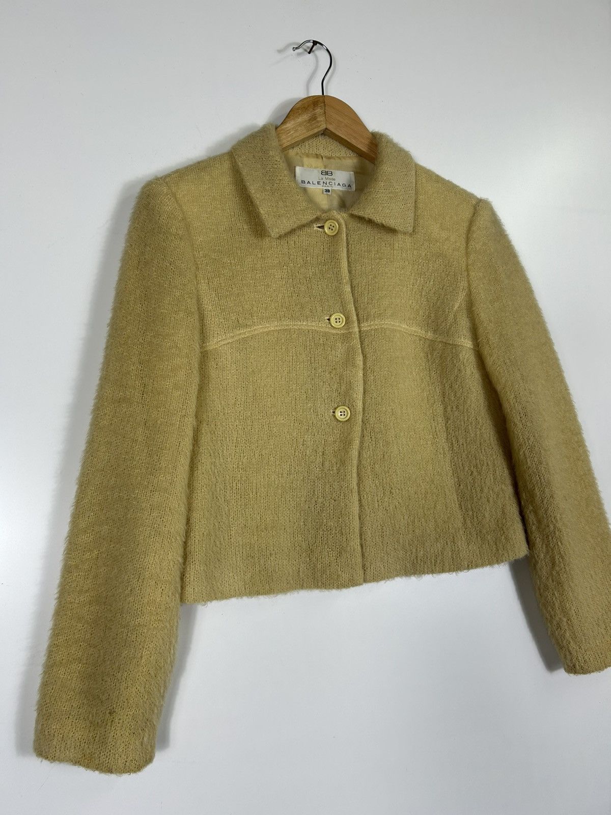 Balenciaga 🔥Vintage Luxury Balenciaga Mohair Button Cropped Jacket Size XS / US 0-2 / IT 36-38 - 2 Thumbnail