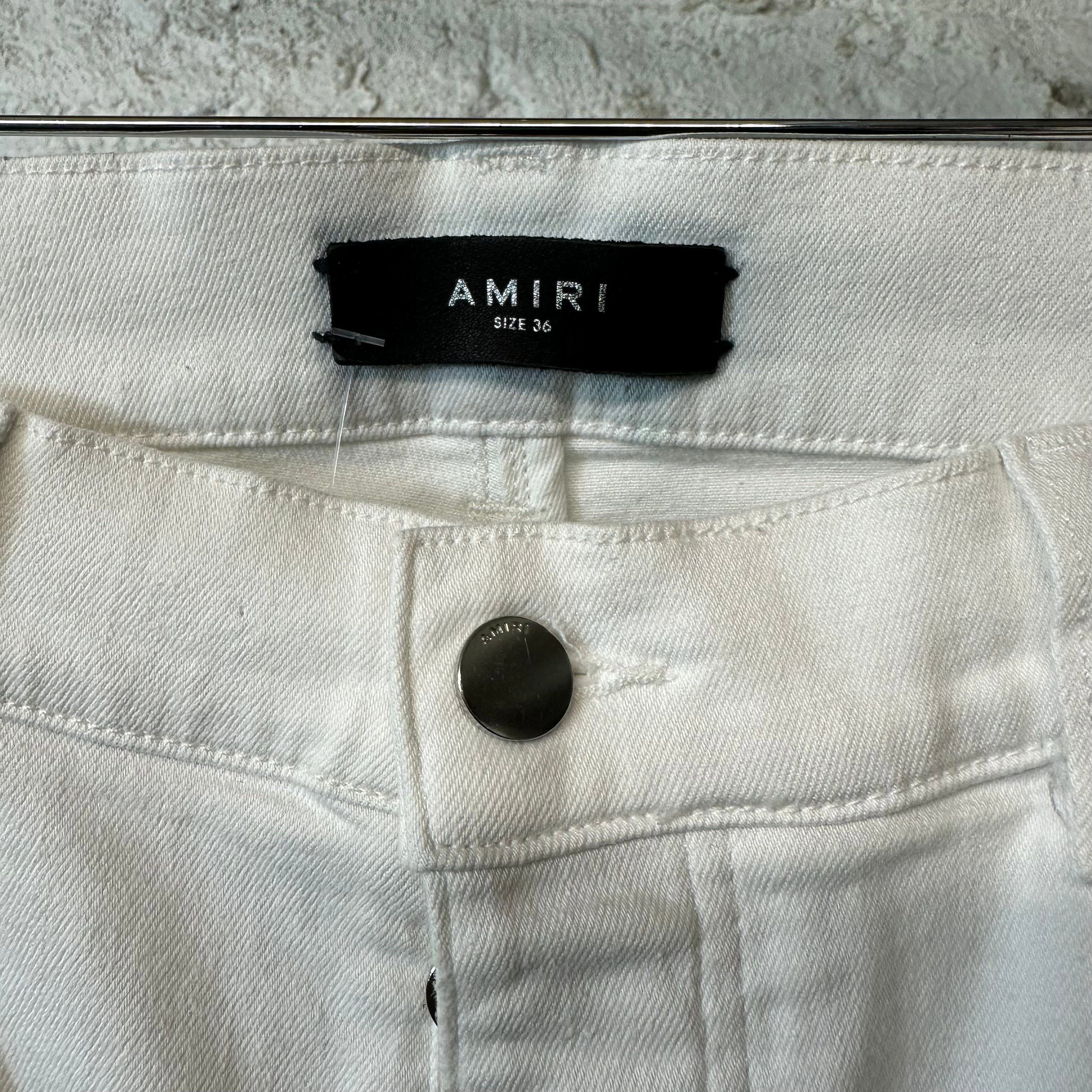 Amiri Amiri MX1 White Leather White Denim Jeans Sz 36 Size US 36 / EU 52 - 3 Thumbnail