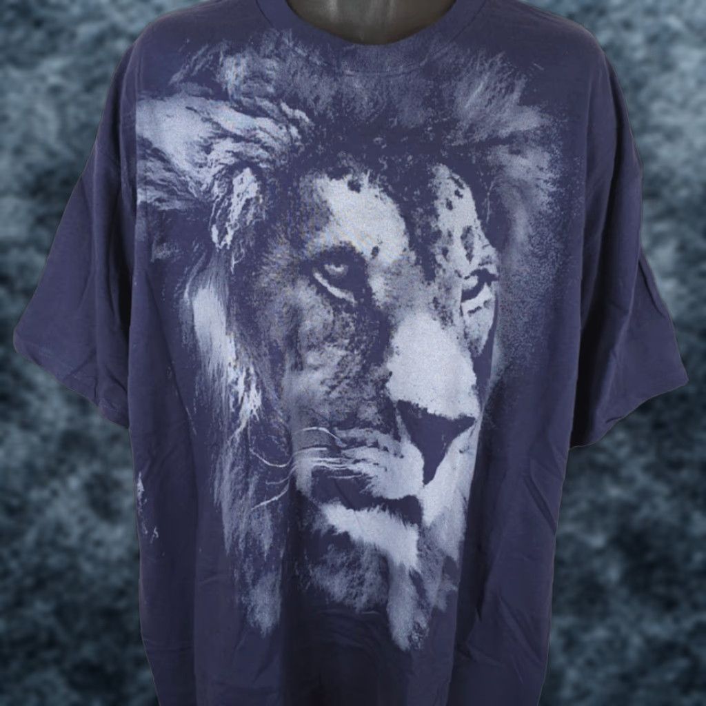 Delta Delta Lion T Shirt Mens Size 3XL Blue Mega Print Animal Nature Tee Size US XXL / EU 58 / 5 - 1 Thumbnail