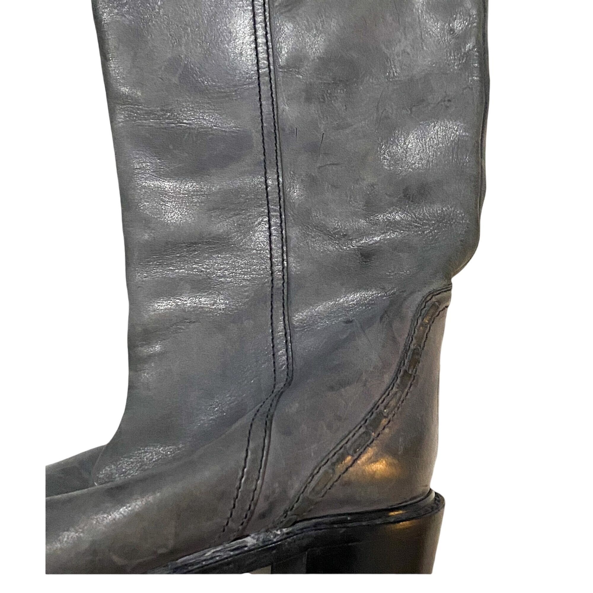 Chloe Chloé Knee High Leather Boots Grey Distressed Size 39.5 Size US 9.5 / IT 39.5 - 12 Thumbnail