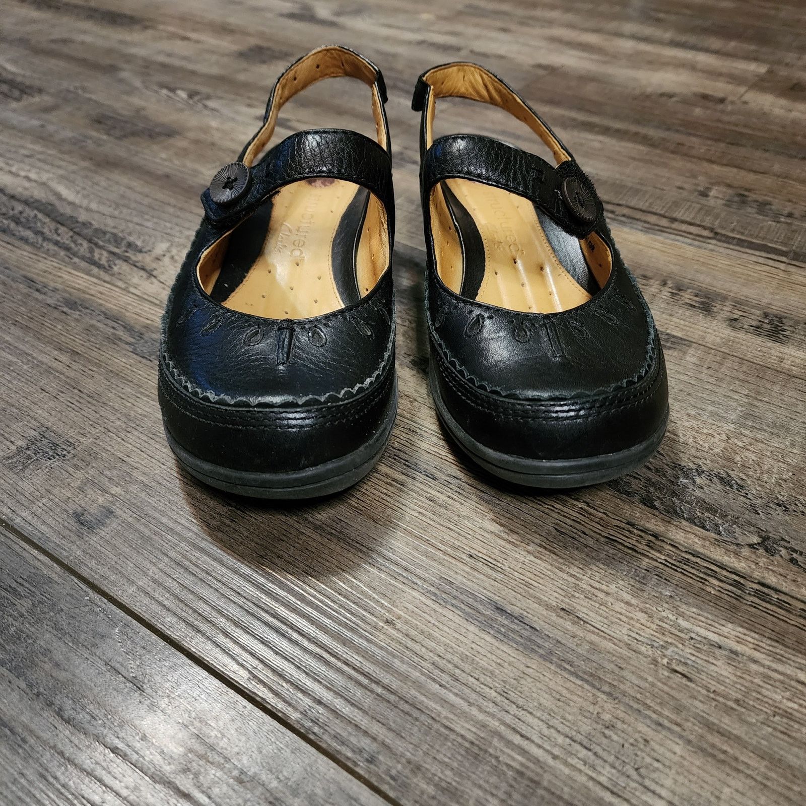 Clarks Pre-owned Clarks Unstructured black lea Trot shoes sz7 SHLF Size US 7 / IT 37 - 4 Thumbnail
