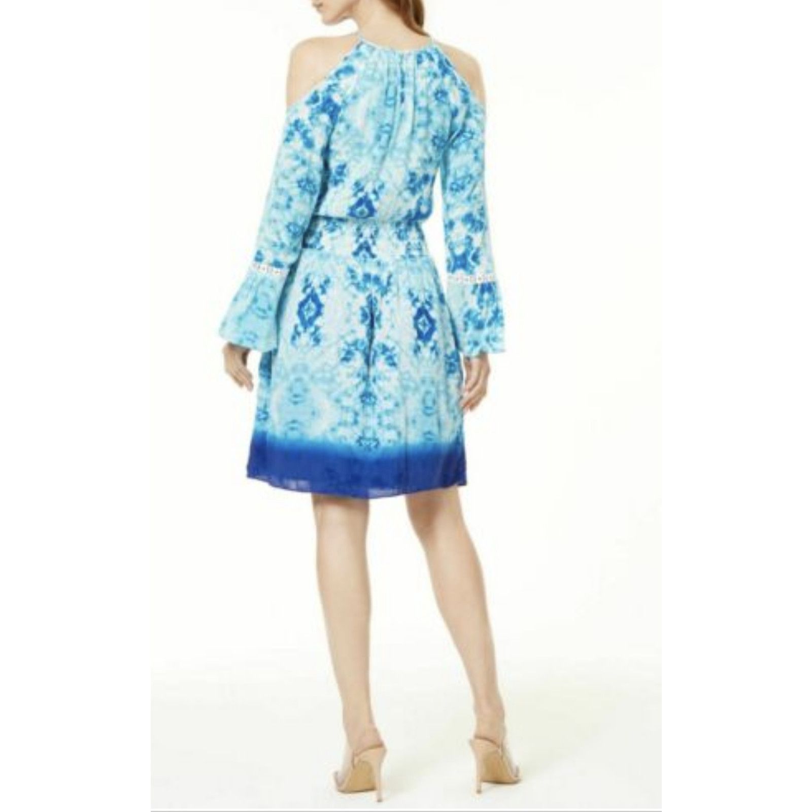 I.N.C INC Smocked Dress Cold-Shoulder Bell-Sleeve TieDye Galaxy XS Size XS / US 0-2 / IT 36-38 - 5 Thumbnail