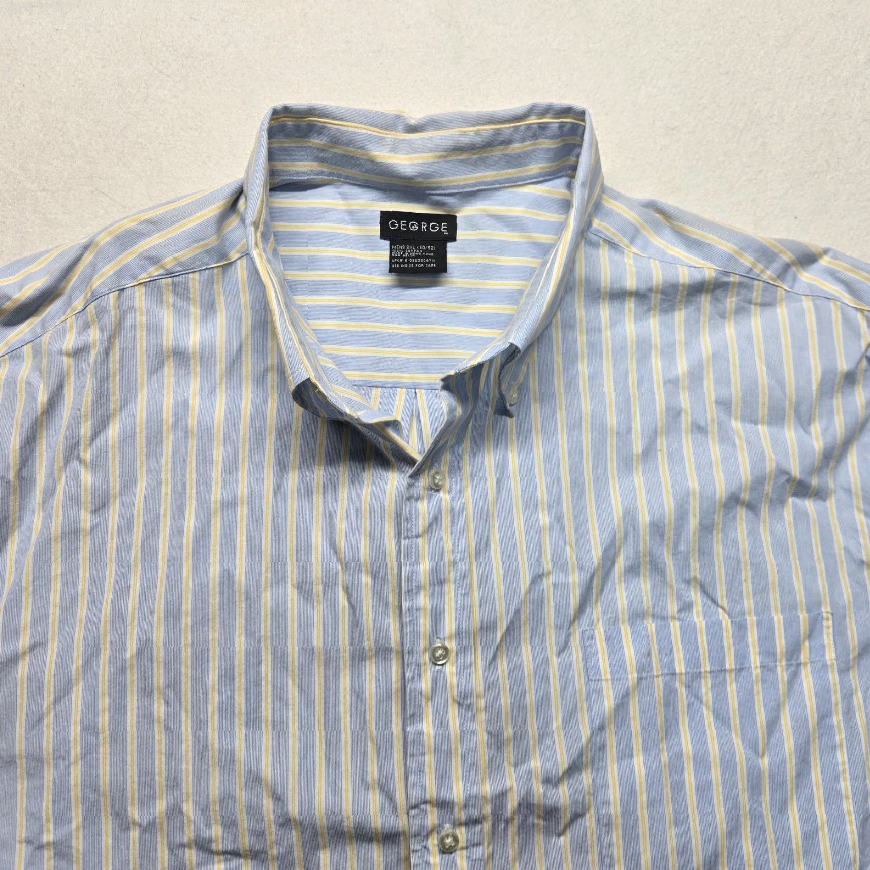 George George Shirt Blue Striped Long Sleeve Button Up 100% Cotton Casual Adult Men 2XL Size US XXL / EU 58 / 5 - 2 Thumbnail