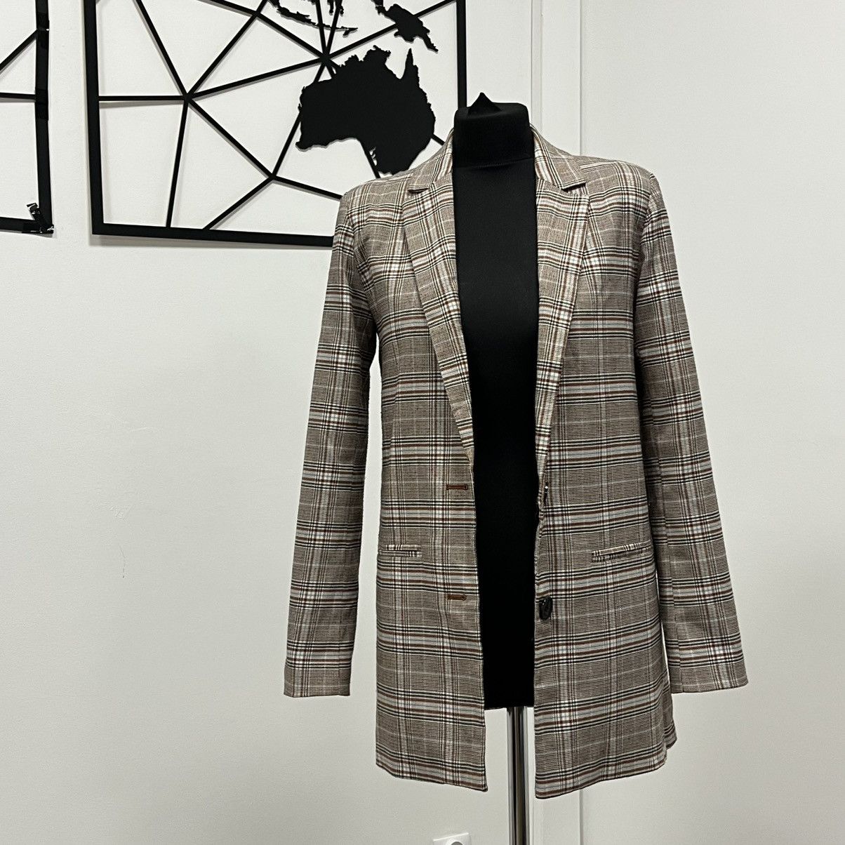Other ICHI Tan and white plaid blazer with a relaxed fit Size XS / US 0-2 / IT 36-38 - 1 Thumbnail