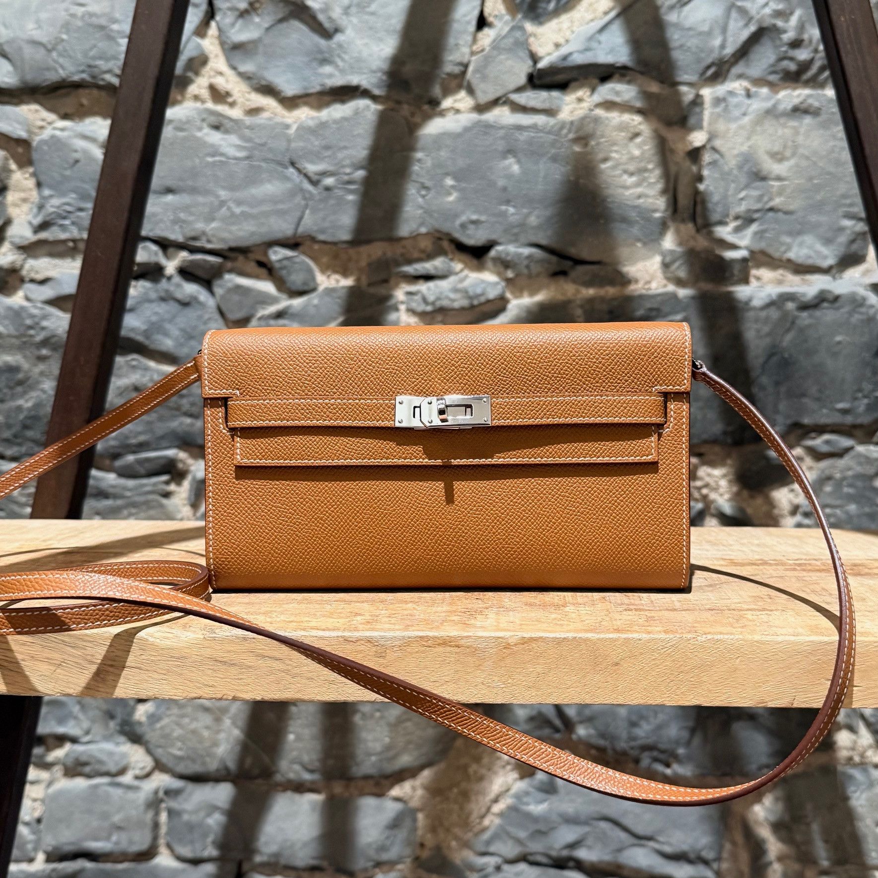 Hermes Hermès 2020 Gold Epsom Kelly Classique To Go Wallet on Strap Size ONE SIZE - 2 Thumbnail