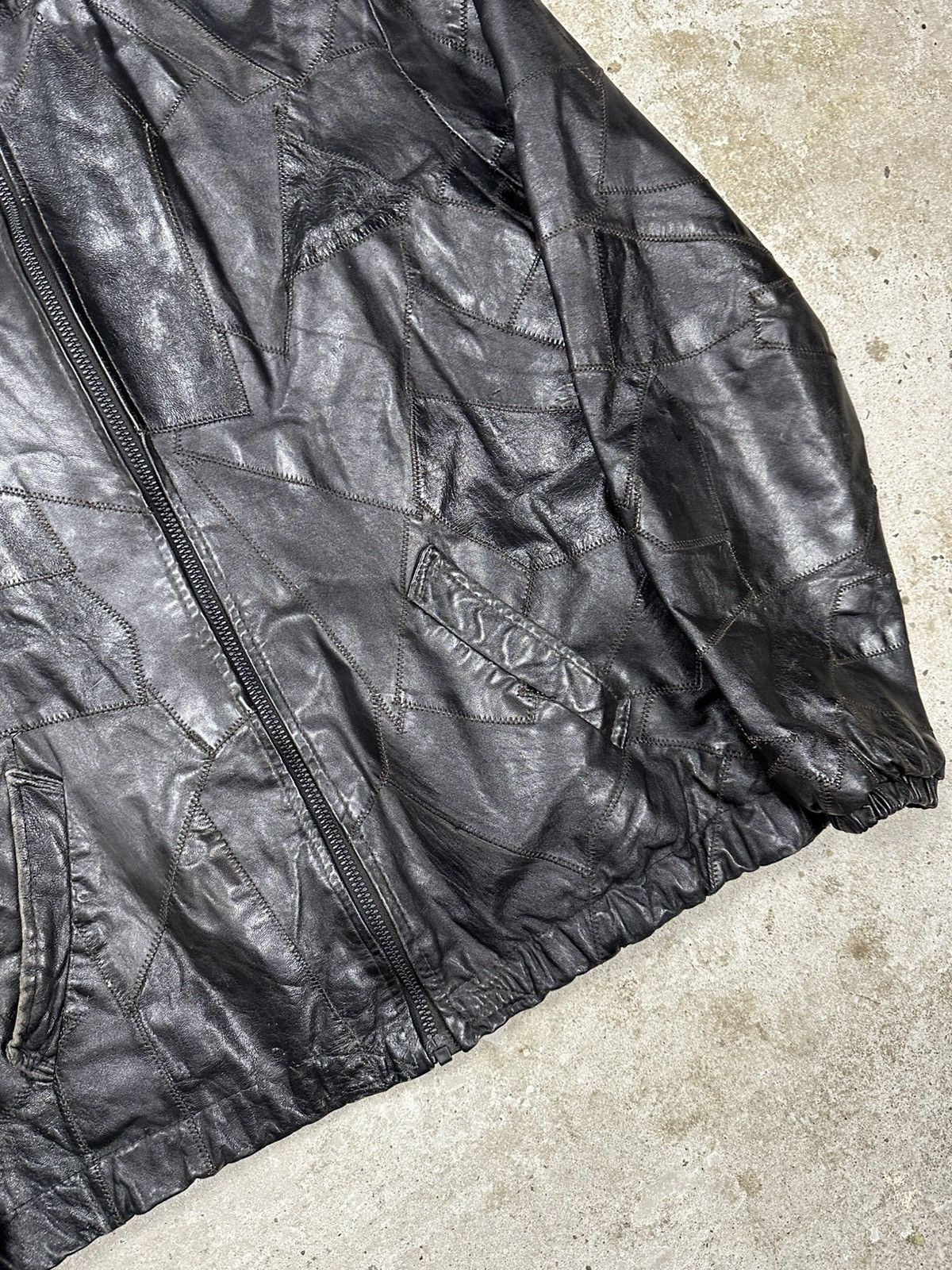 Vintage Vintage 90s Black Patchwork Bomber Leather Jacket Size US M / EU 48-50 / 2 - 8 Thumbnail
