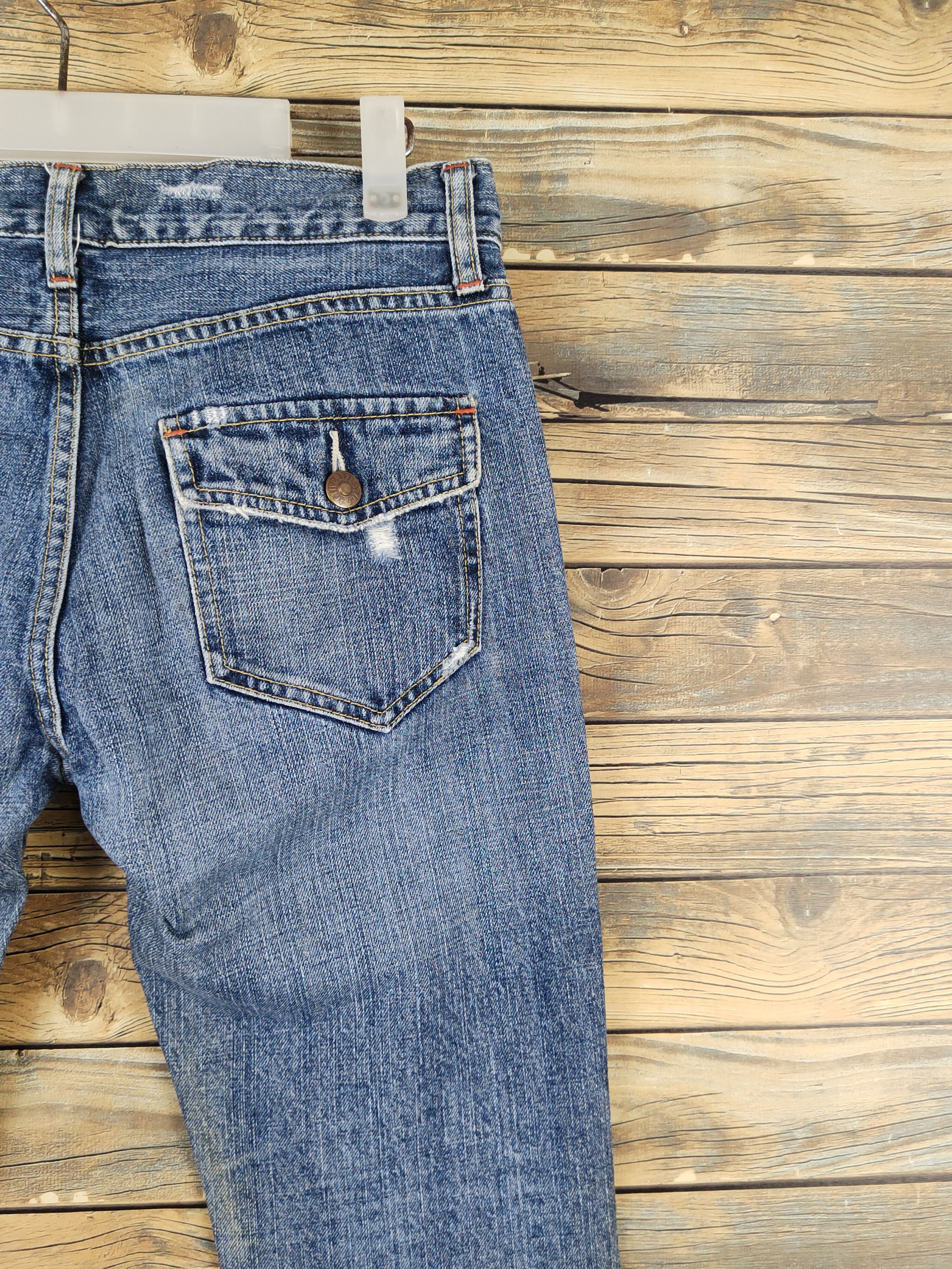 Japanese Brand Uniqlo Blue Distressed Ripped denim Jeans #W1407 Size 30" / US 8 / IT 44 - 10 Thumbnail