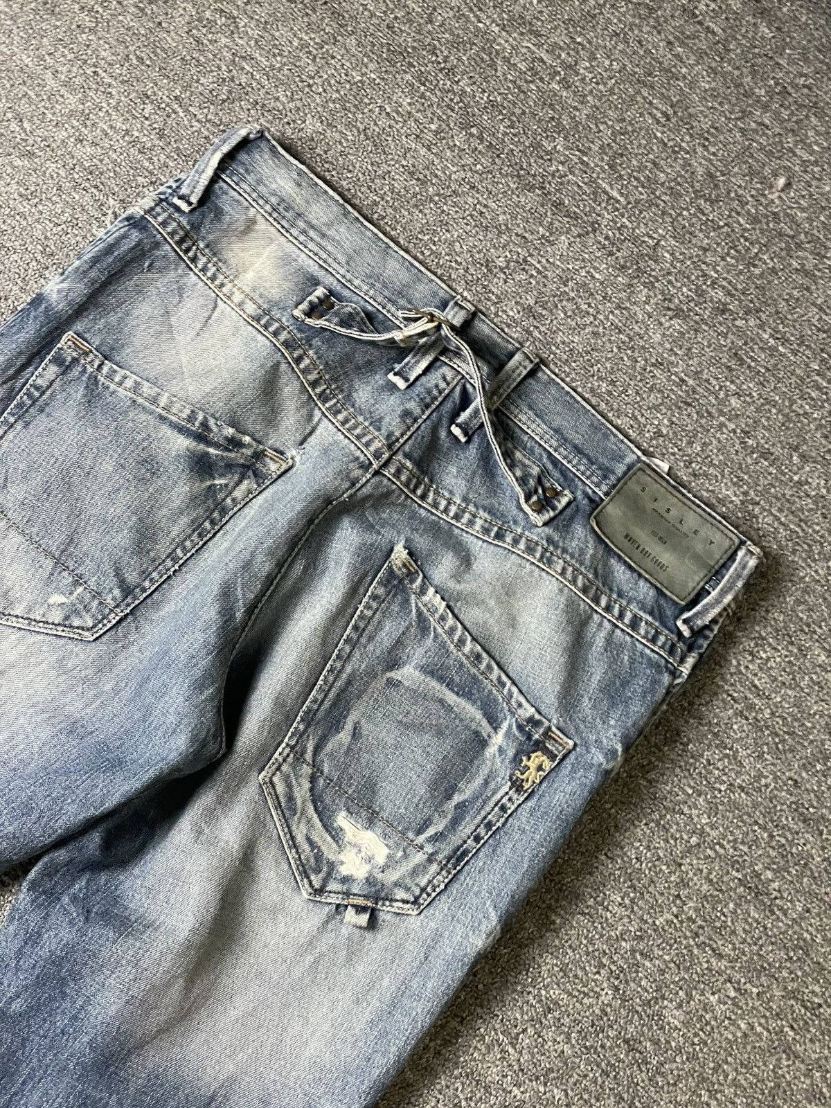 Sisley × Vintage SISLEY Brand Slim Fit Distressed Denim Ripped Jeans (117) Size US 34 / EU 50 - 15 Thumbnail