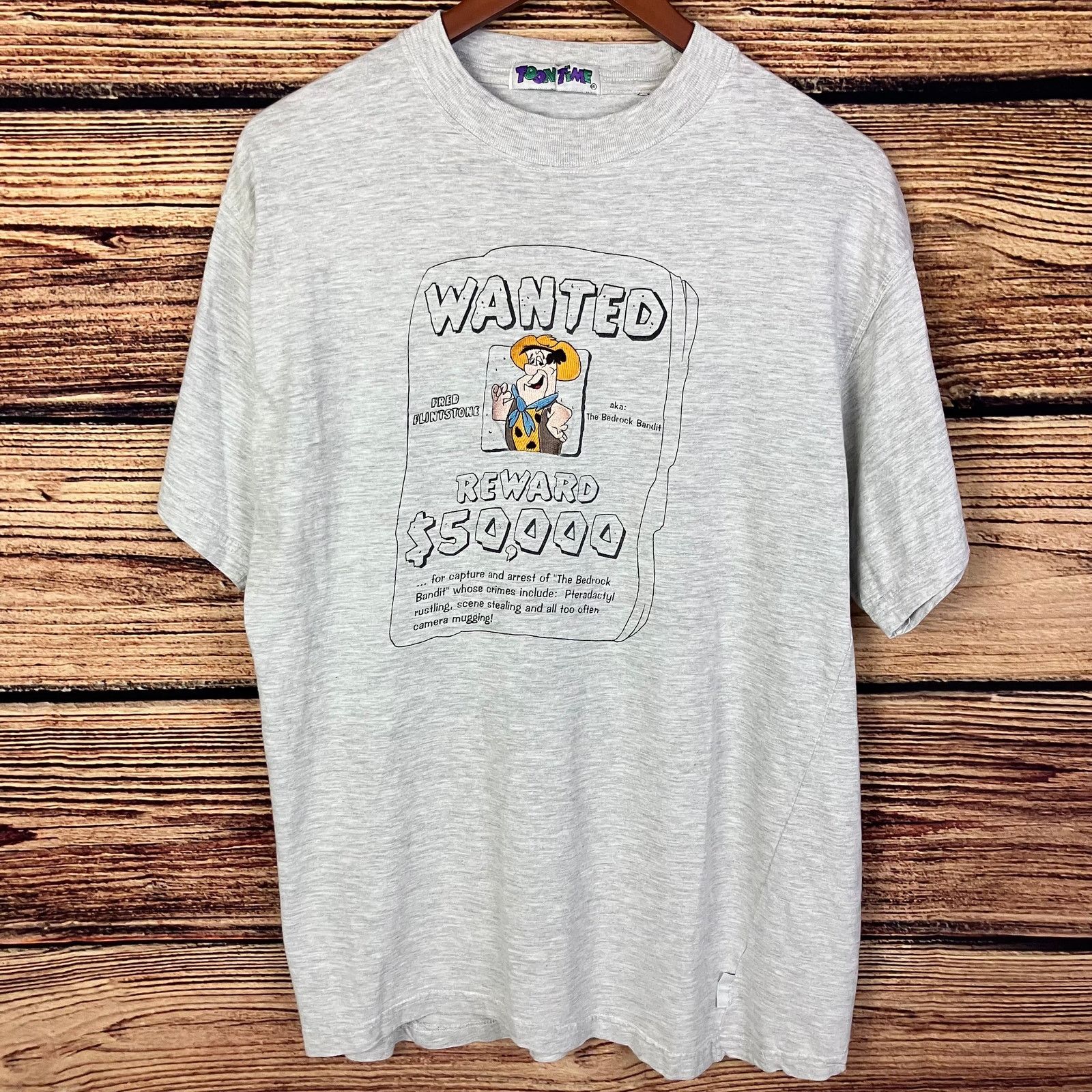 Disney × Vintage Vintage 1990s Fred Flintstone "Wanted" The Flintstones Tee Size US L / EU 52-54 / 3 - 2 Thumbnail