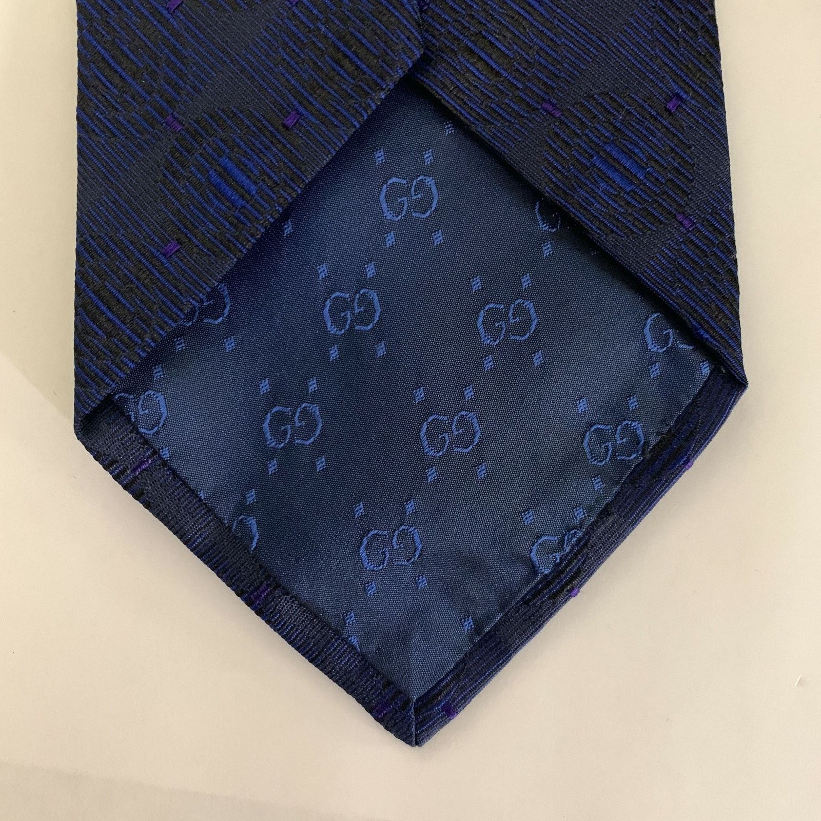 Gucci GUCCI Navy Blue Geometric Silk Jacquard Tie Size ONE SIZE - 4 Thumbnail