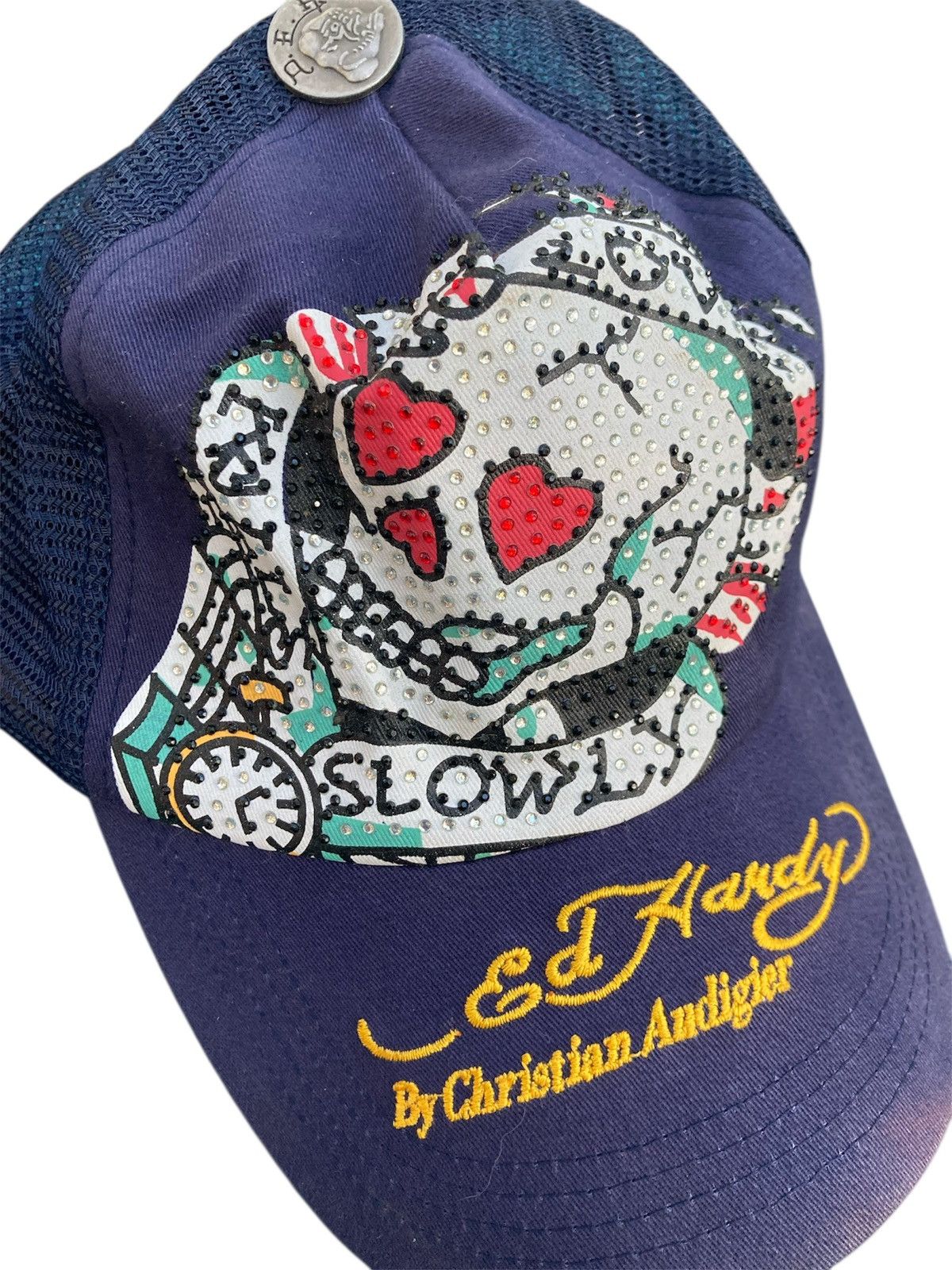 Ed Hardy VINTAGE Ed Hardy navy and blue skull cap with SWAG STICKER Size ONE SIZE - 1 Thumbnail
