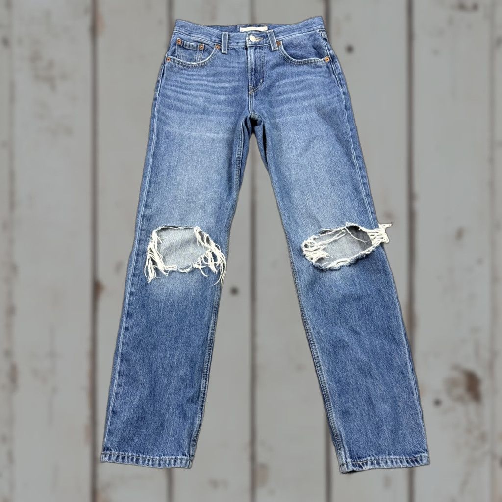 Levi's Levis Jeans Womens 25 Straight Low Pro Medium Wash Cotton Distressed Denim 26x29 Size 26" / US 2 / IT 38 - 1 Thumbnail