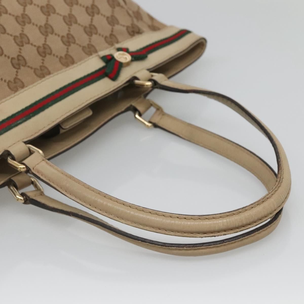 Gucci GUCCI GG Canvas Web Sherry Line Tote Bag Beige Gold Size ONE SIZE - 7 Thumbnail