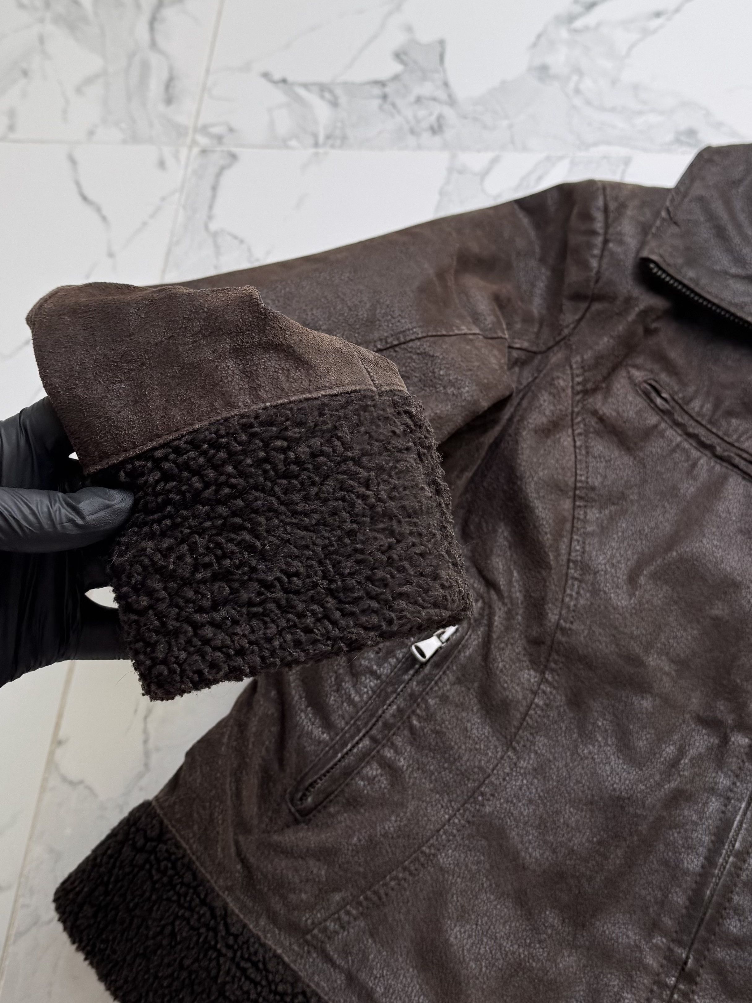 Genuine Leather Vintage Brown Suede Aviator Jacket Women Size L Zip Y2K Size L / US 10 / IT 46 - 6 Thumbnail
