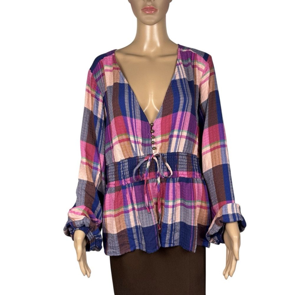 Anthropologie NWT New $98 Pilcro Plaid Deep-V Blouse Size XL Size XL / US 12-14 / IT 48-50 - 3 Thumbnail