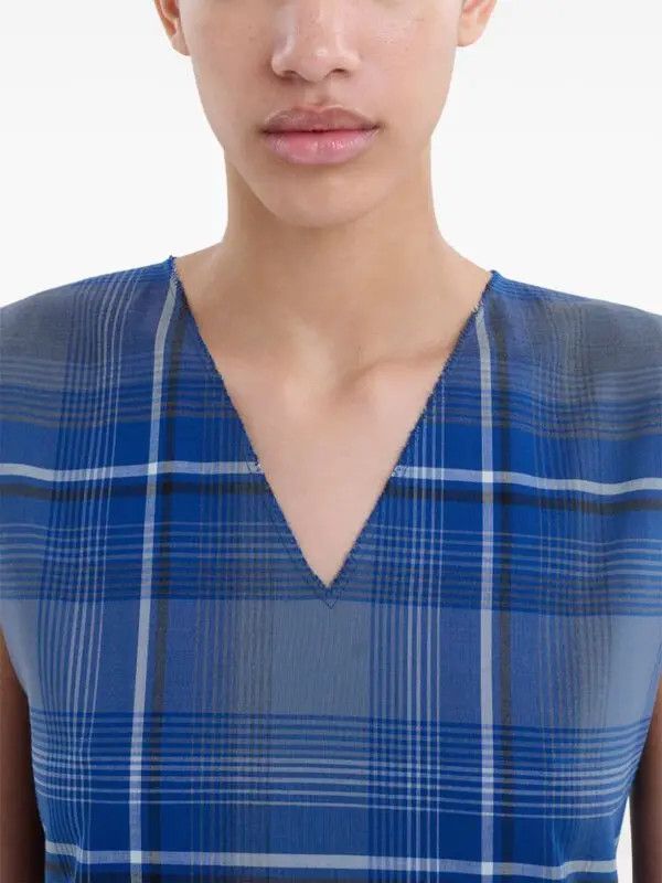 Marni o1w1db11125 Check-Print Twill Dress in Blue Size M / US 6-8 / IT 42-44 - 4 Thumbnail