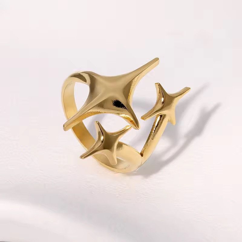 Jewelry Y2K Cross Star Open Rings Size ONE SIZE - 1 Thumbnail