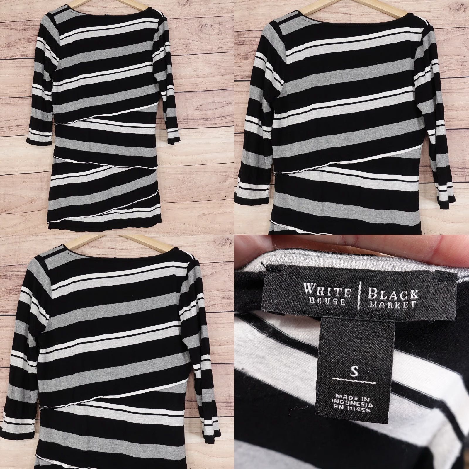 White House Black Market WHITE HOUSE BLACK MARKET LONG SLEEVE STRIPED TOP WOMENS SZ S Size S / US 4 / IT 40 - 8 Thumbnail