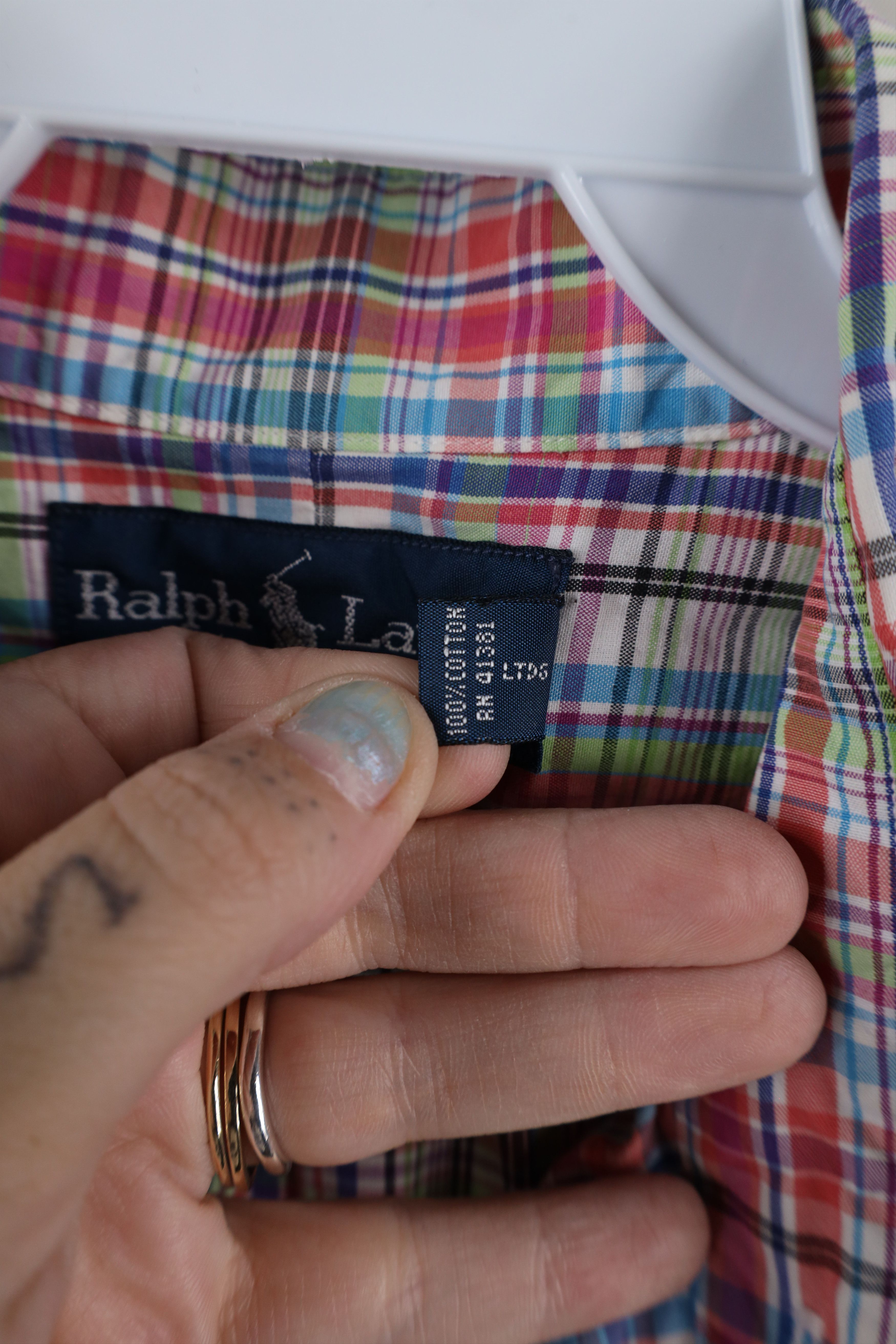 Ralph Lauren × Vintage Vintage 90s Ralph Lauren Fit Rainbow Plaid Button Down Shirt Size US L / EU 52-54 / 3 - 7 Thumbnail