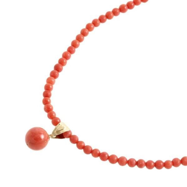 image of Other 18K Gold Coral Bead Necklace in Red, Women's