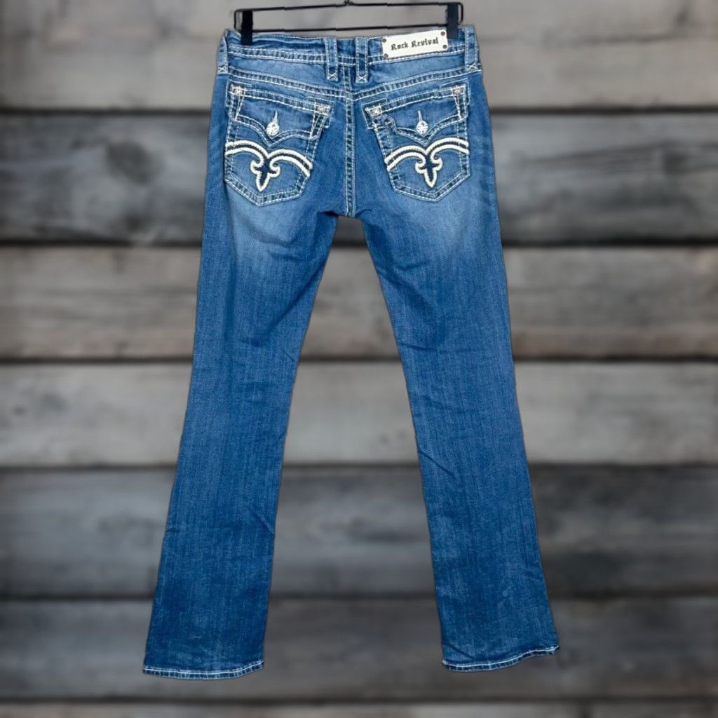 Vintage VINTAGE Rock Revival Women's Bootcut Jeans 28 Regular Size Blue Denim Hipster Style Stretch Size 28" / US 6 / IT 42 - 1 Thumbnail