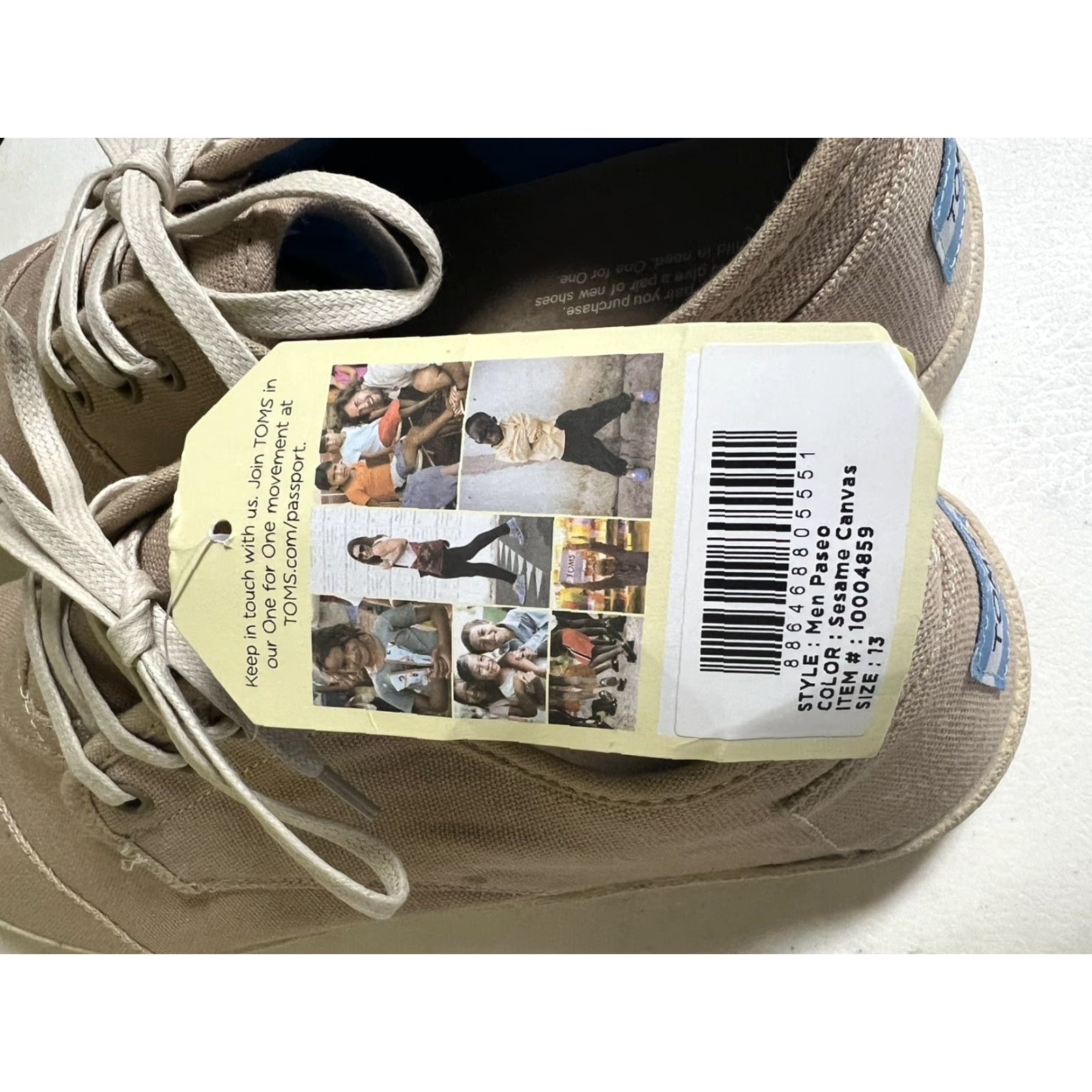 Toms Toms Shoes Mens 13 Paseo Casual Low Top Sneakers Tan Fabric Lace Up New Mens Shoes Size US L / EU 52-54 / 3 - 6 Thumbnail