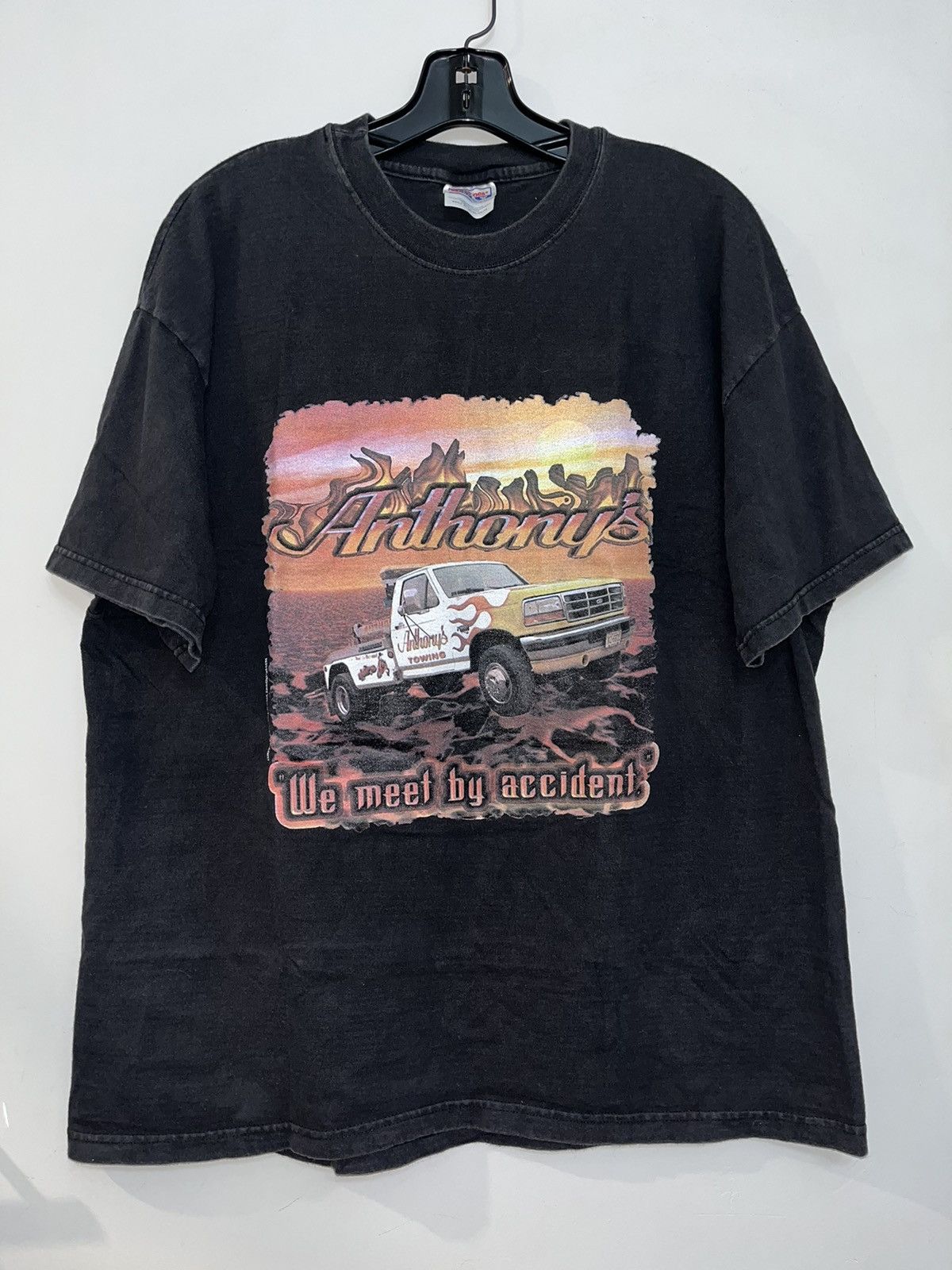 Vintage Crazy Vintage Y2K Faded Thrashed Skater Truck Flames ERD Tee Size US XL / EU 56 / 4 - 1 Thumbnail
