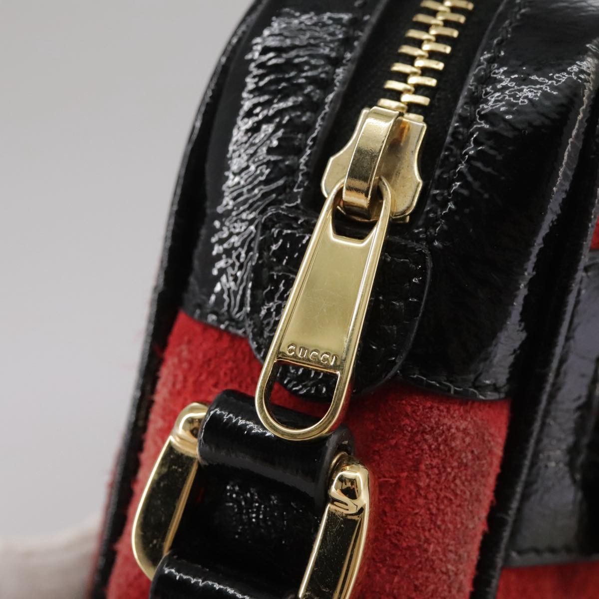 Gucci GUCCI Sherry Line Shoulder Bag Suede Red Navy Size ONE SIZE - 10 Thumbnail