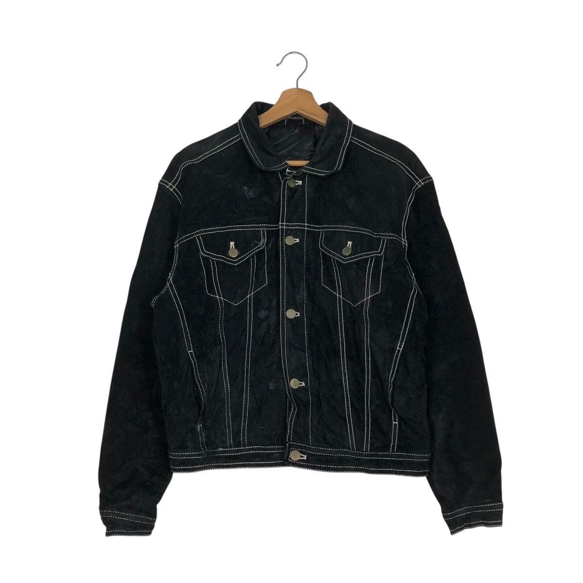 Japanese Brand 🔥VINTAGE TRUCKER BIKER LEATHER JACKET UNBRANDED ISSEY MIYAKE Size US M / EU 48-50 / 2 - 3 Thumbnail
