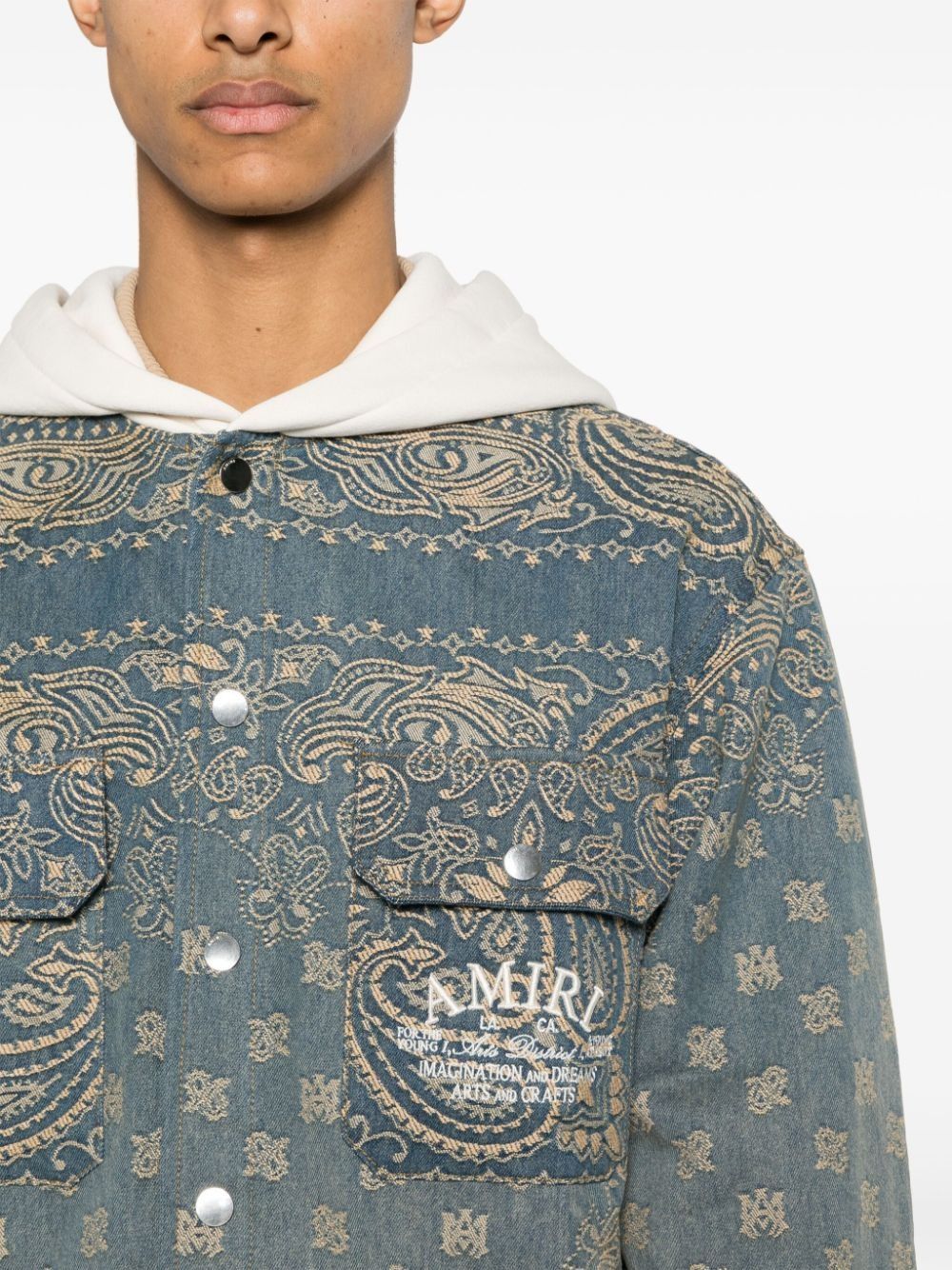 Amiri oc11z0225 Bandana Jacquard Hooded Overshirt in Blue/Beige Size US S / EU 44-46 / 1 - 6 Thumbnail