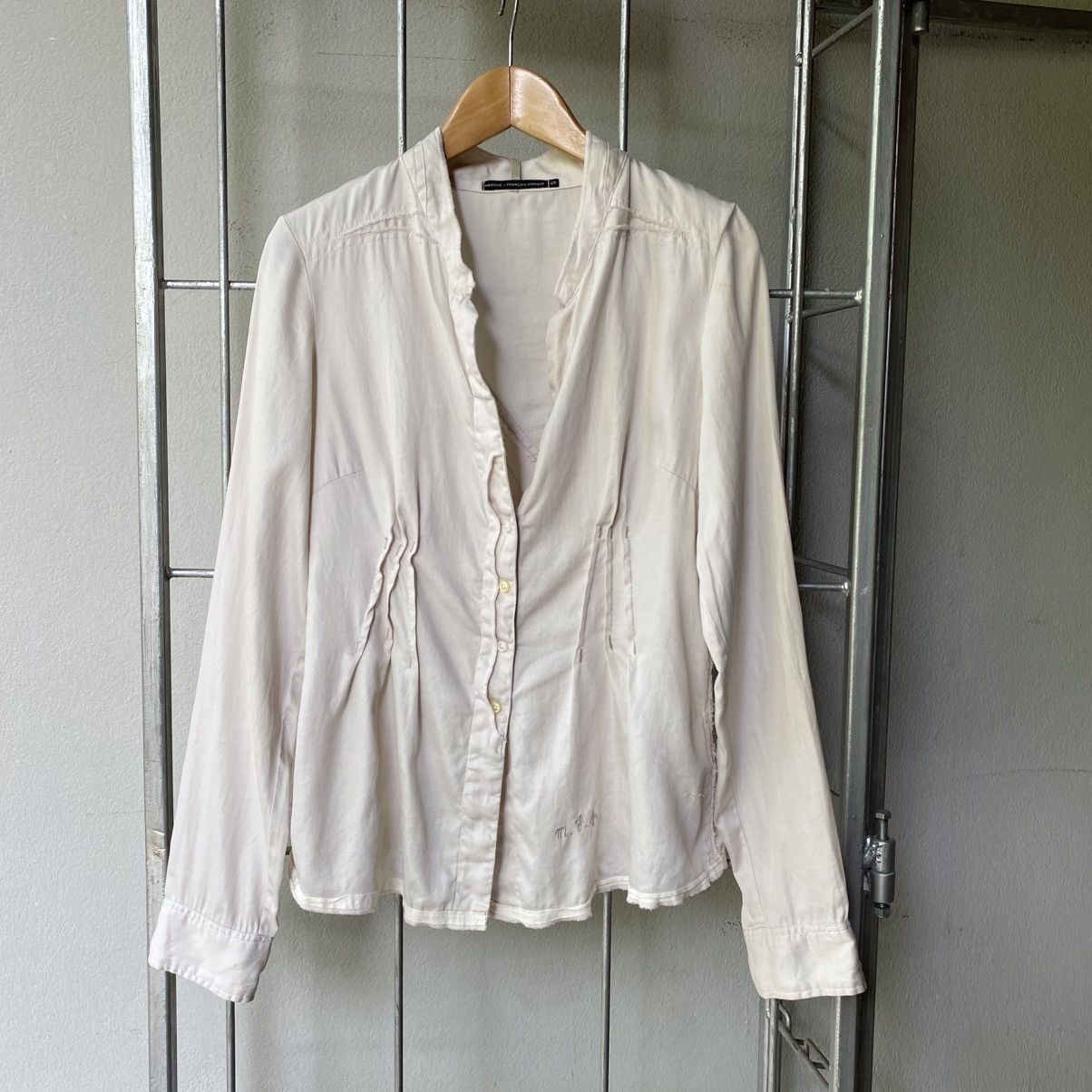 Marithe + Francois Girbaud MARITHE + FRANÇOIS GIRBAUE Grey V-Neck Button-Up Shirt Size S / US 4 / IT 40 - 14 Thumbnail