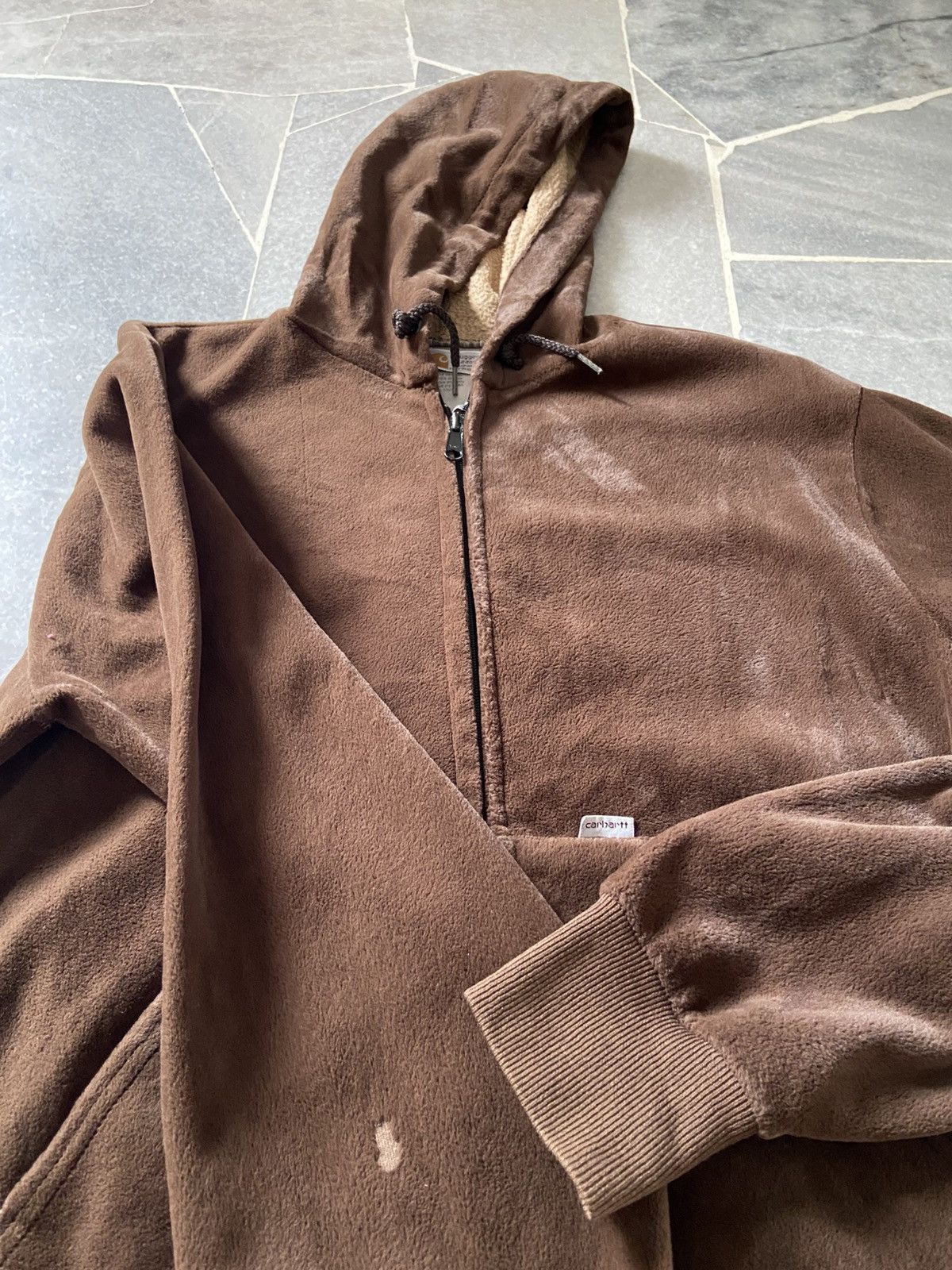 Carhartt Vintage 90s Carhartt Fleece Faux Fur Zip Up Hoodie jacket Size US M / EU 48-50 / 2 - 8 Thumbnail