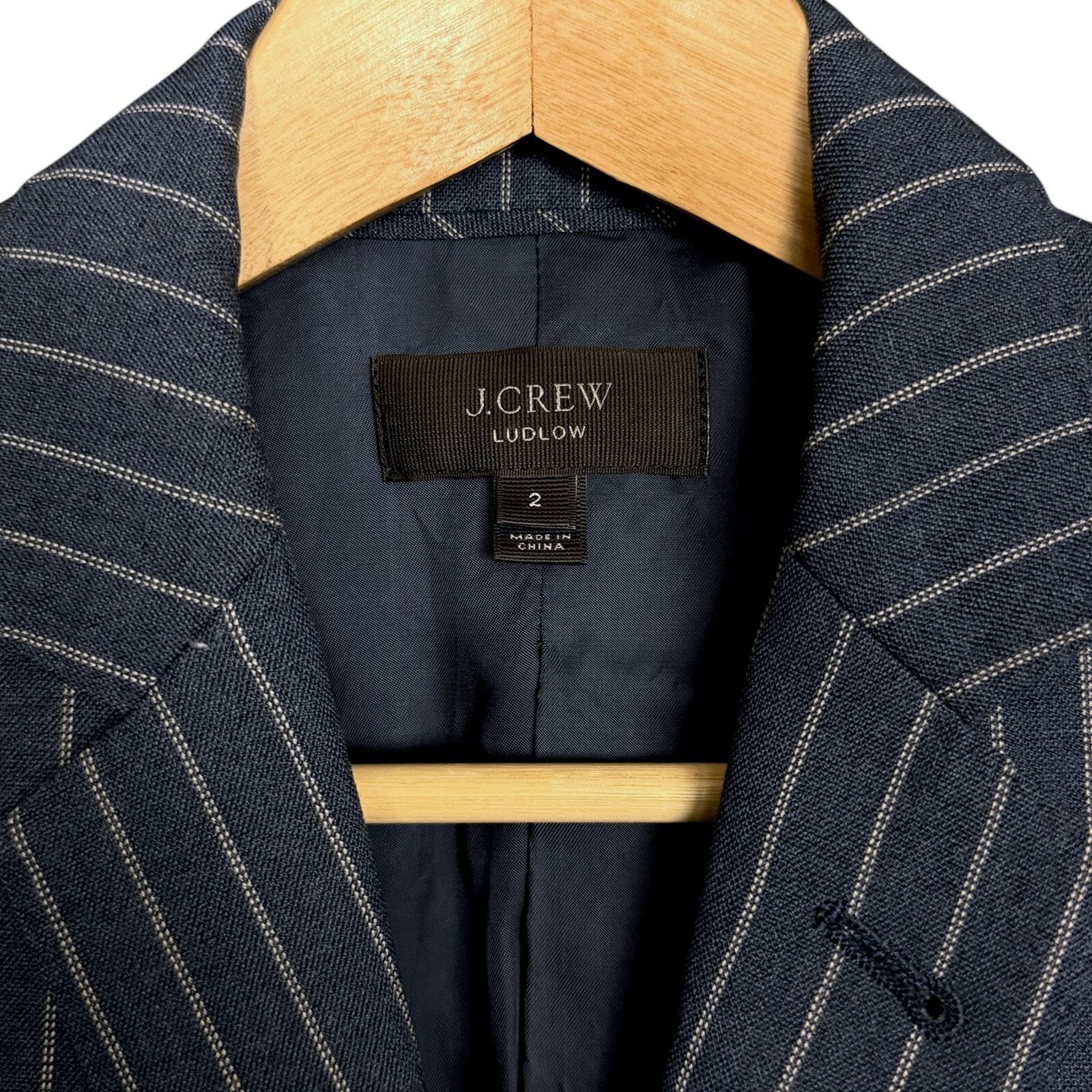 J.Crew J.Crew Ludlow Blazer Womens 2 Blue Striped Italian Wool Size XS / US 0-2 / IT 36-38 - 4 Thumbnail