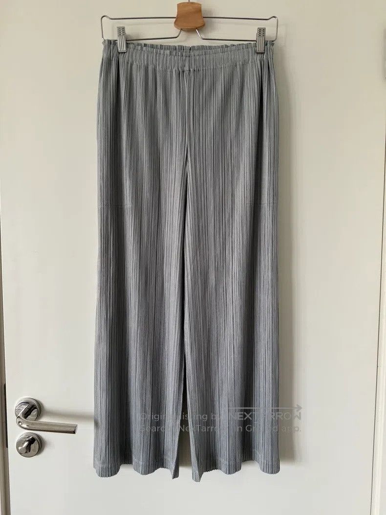Issey Miyake Light Gray Pleated Wide-leg Pants
