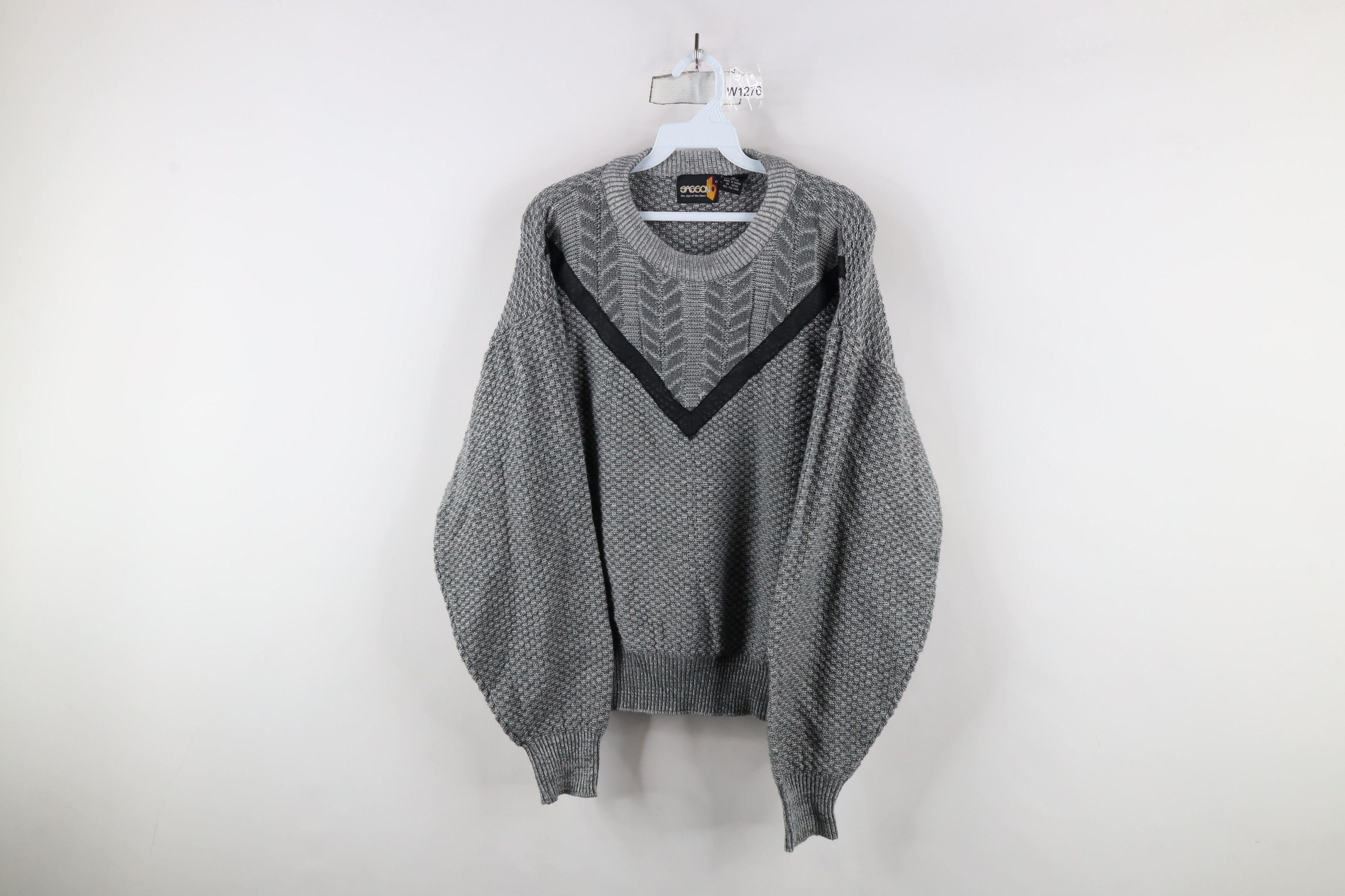 Vintage Vintage 90s Streetwear Trim Thermal Knit Crewneck Sweater Size L / US 10 / IT 46 - 1 Thumbnail
