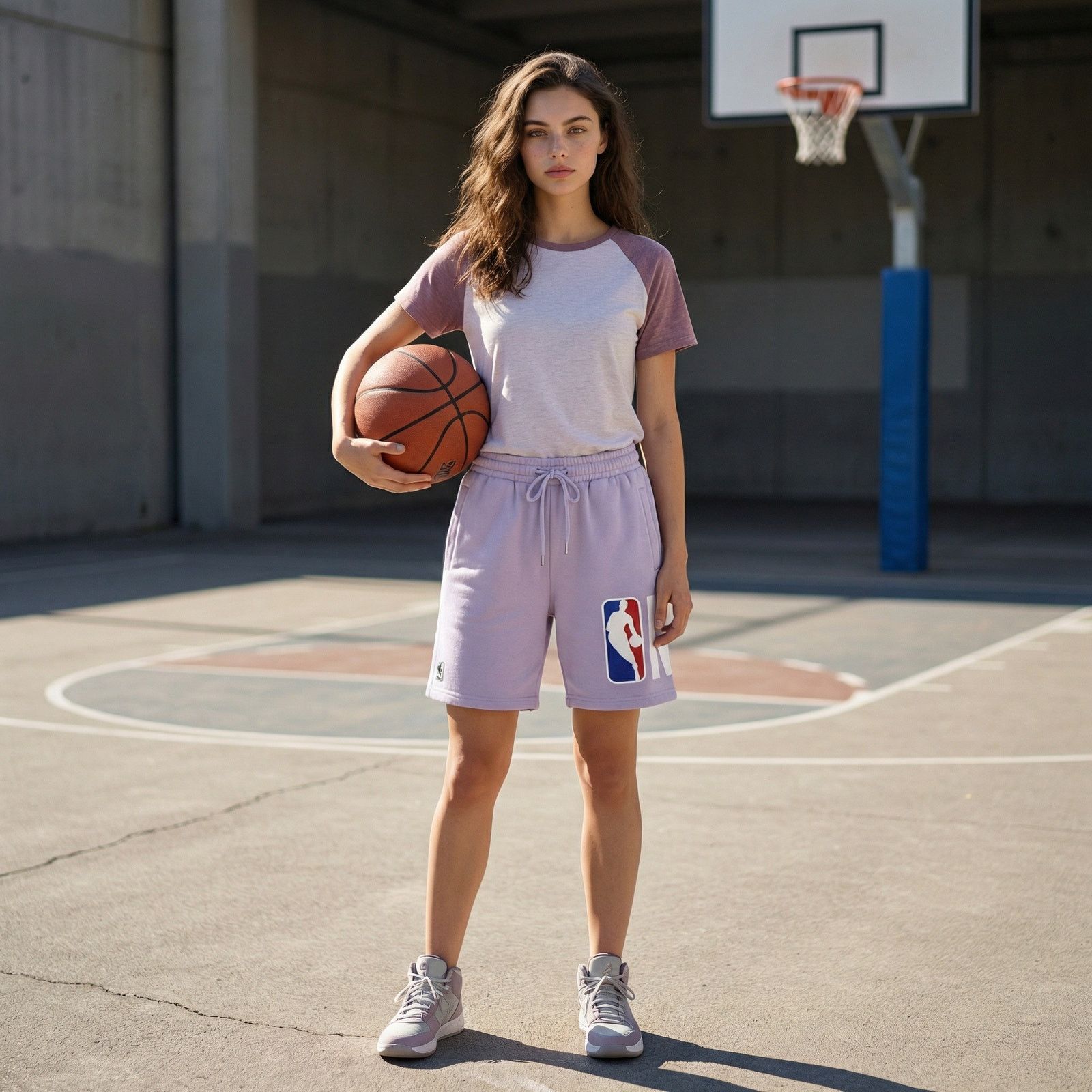 NBA NBA Women’s Large Fleece Shorts Lavender Logo Athletic Size 34" / US 12 / IT 48 - 1 Thumbnail